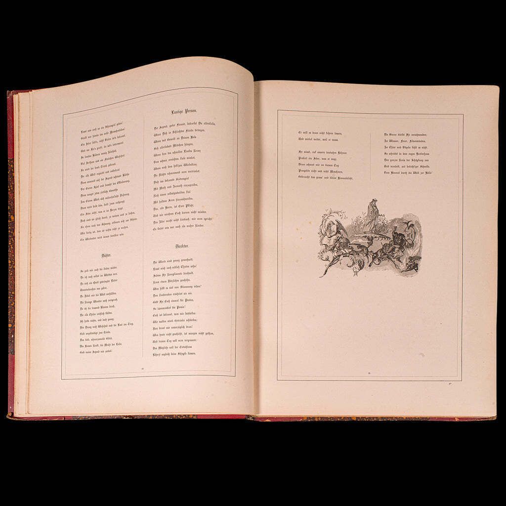Large Volume Antique Book, Faust, Goethe, German, Illustrated Fiction, Victorian photo vinterior