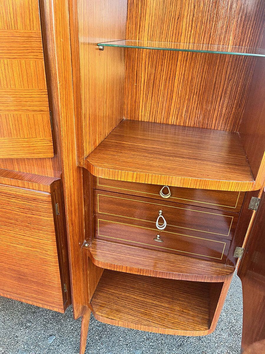Monumental Wooden Cabinet With Parchment Panels Attr. Gio Ponti 50s  Top Vintage Design photo for sale