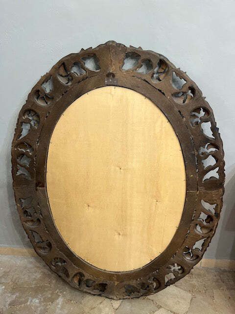 Oval Wood Mirror Gold Leaf Hand Carved Baroque Italian 20th Century  Antiques photo Home Decor