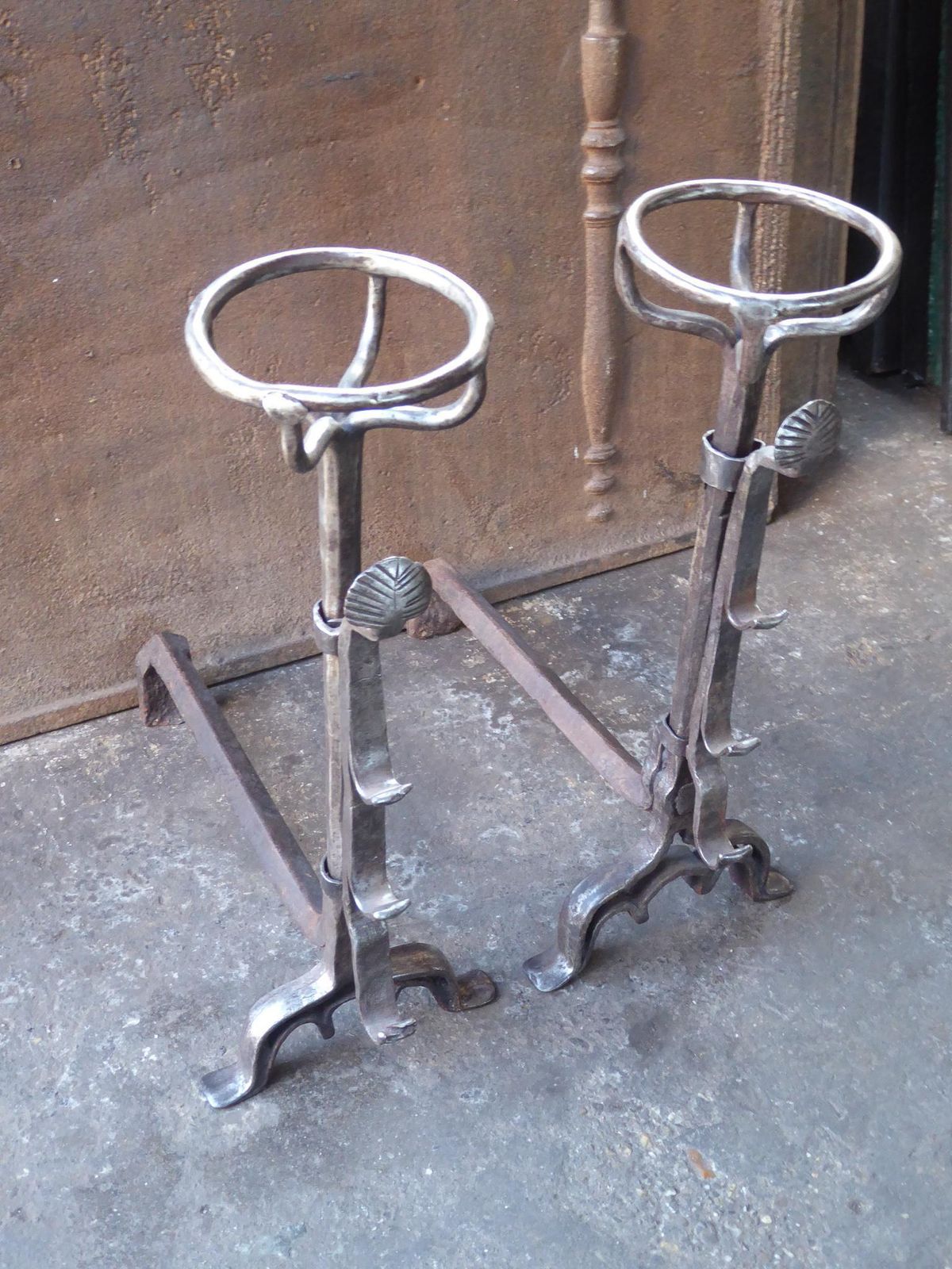 Antique French Louis III Andirons Or Firedogs, 17th Century photo vinterior