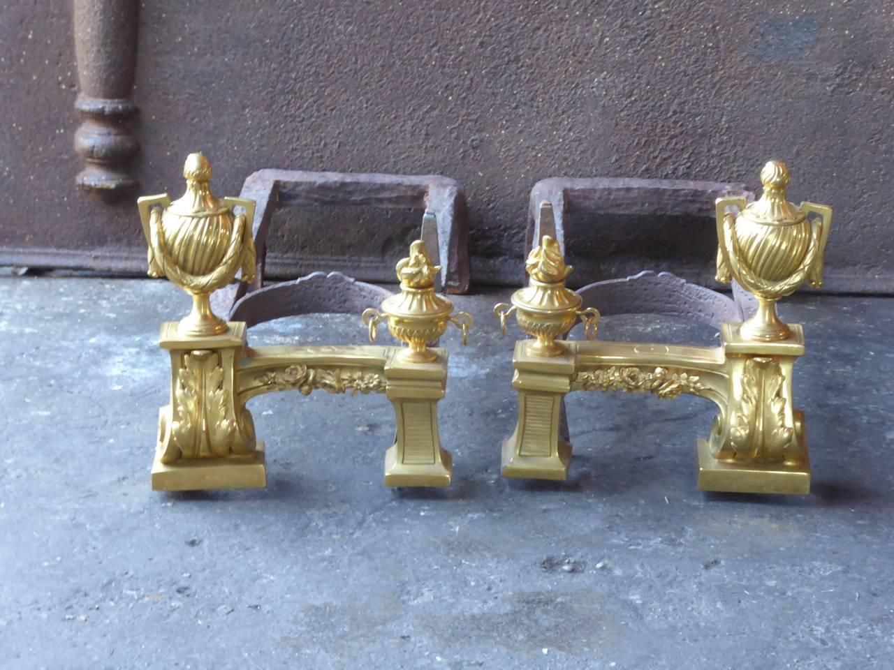 18th 19th Century French Ormolu Neoclassic Andirons photo furniture