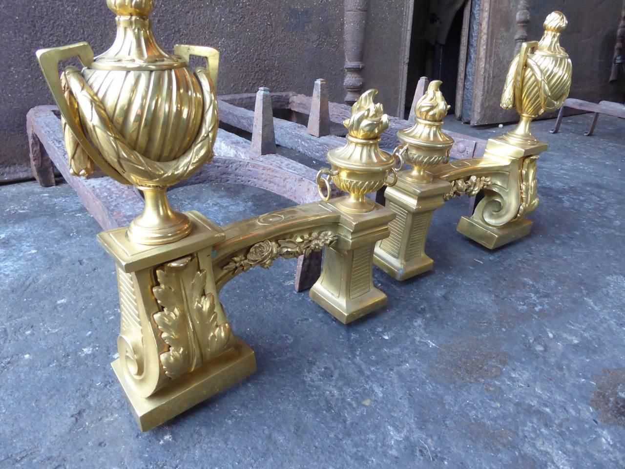 18th 19th Century French Ormolu Neoclassic Andirons photo buy