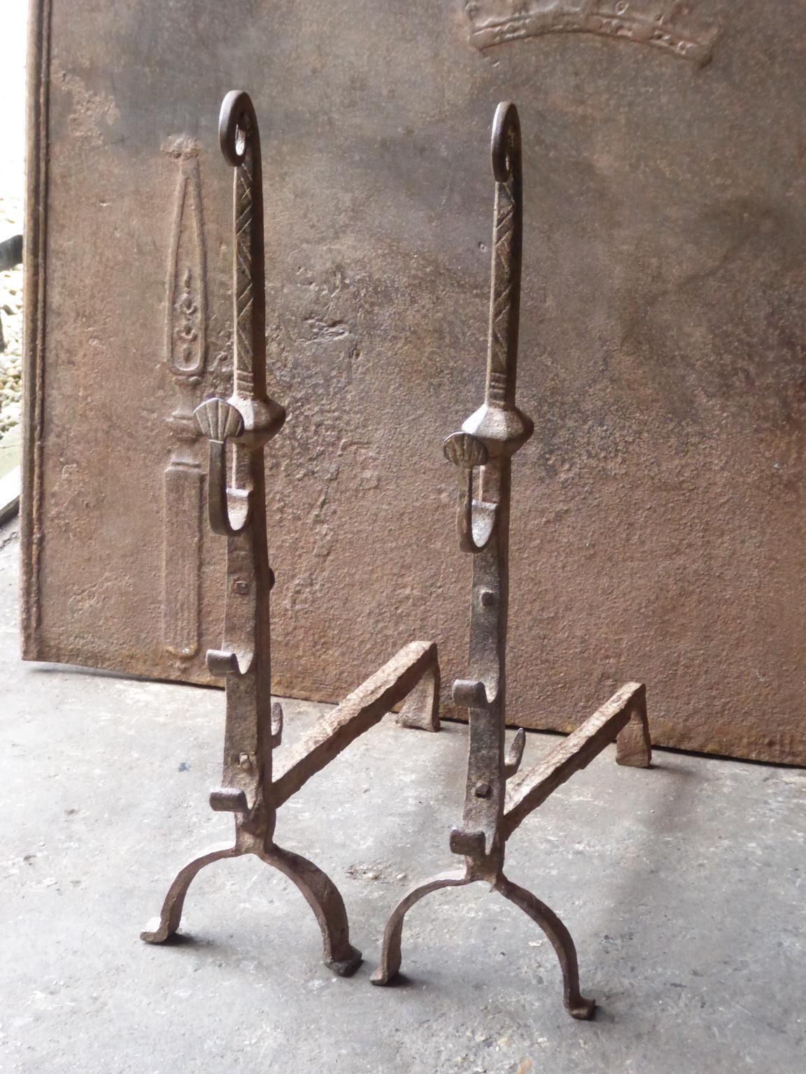 French Louis III Andirons Or Firedogs, 17th Century photo Home Fixtures
