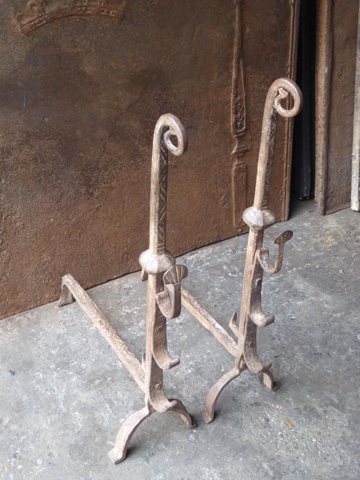 French Louis III Andirons Or Firedogs, 17th Century photo vinterior