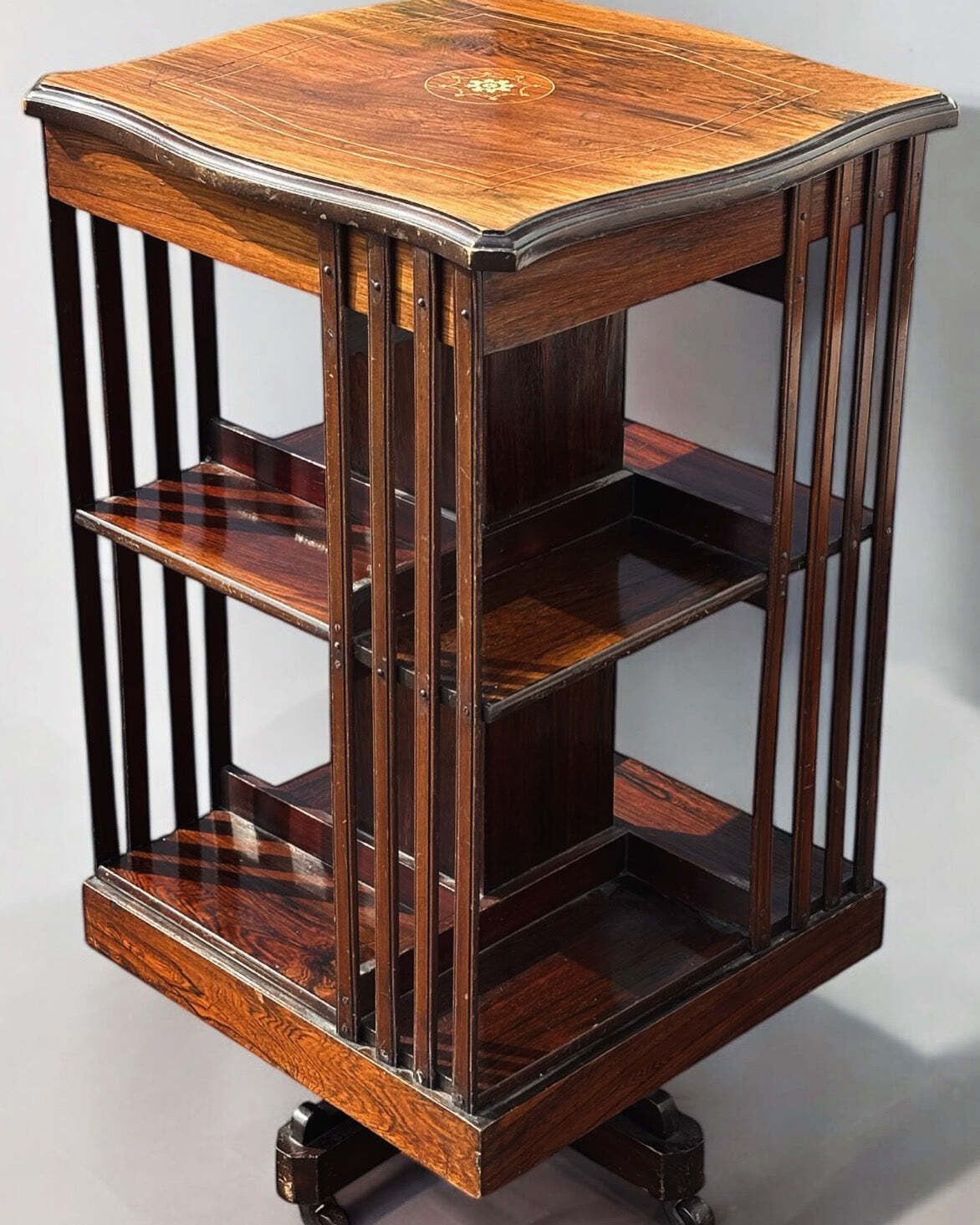 Edwardian Inlaid Mahogany Revolving Bookcase