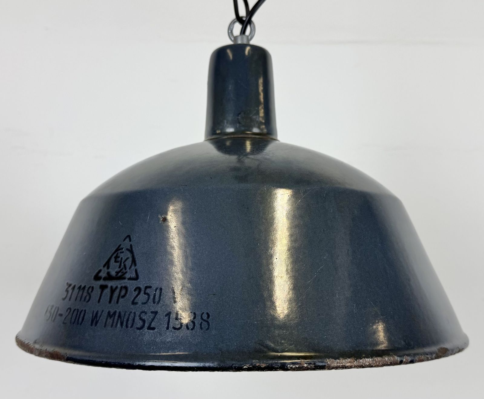 Industrial Dark Blue Enamel Pendant Lamp From Emax, 1960s photo 199.0