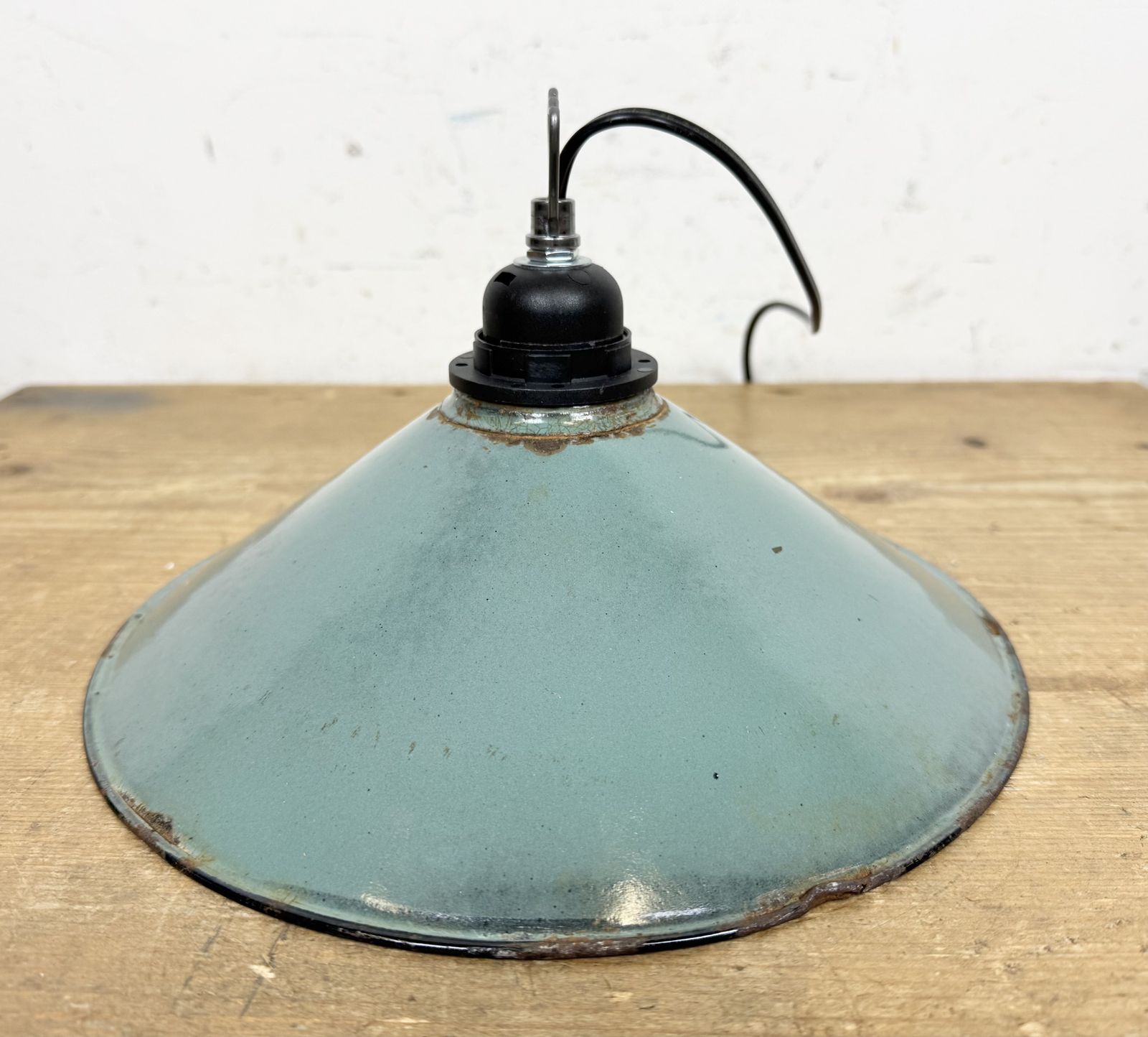 photo furniture Industrial Petrol Enamel Factory Pendant Lamp, 1960s