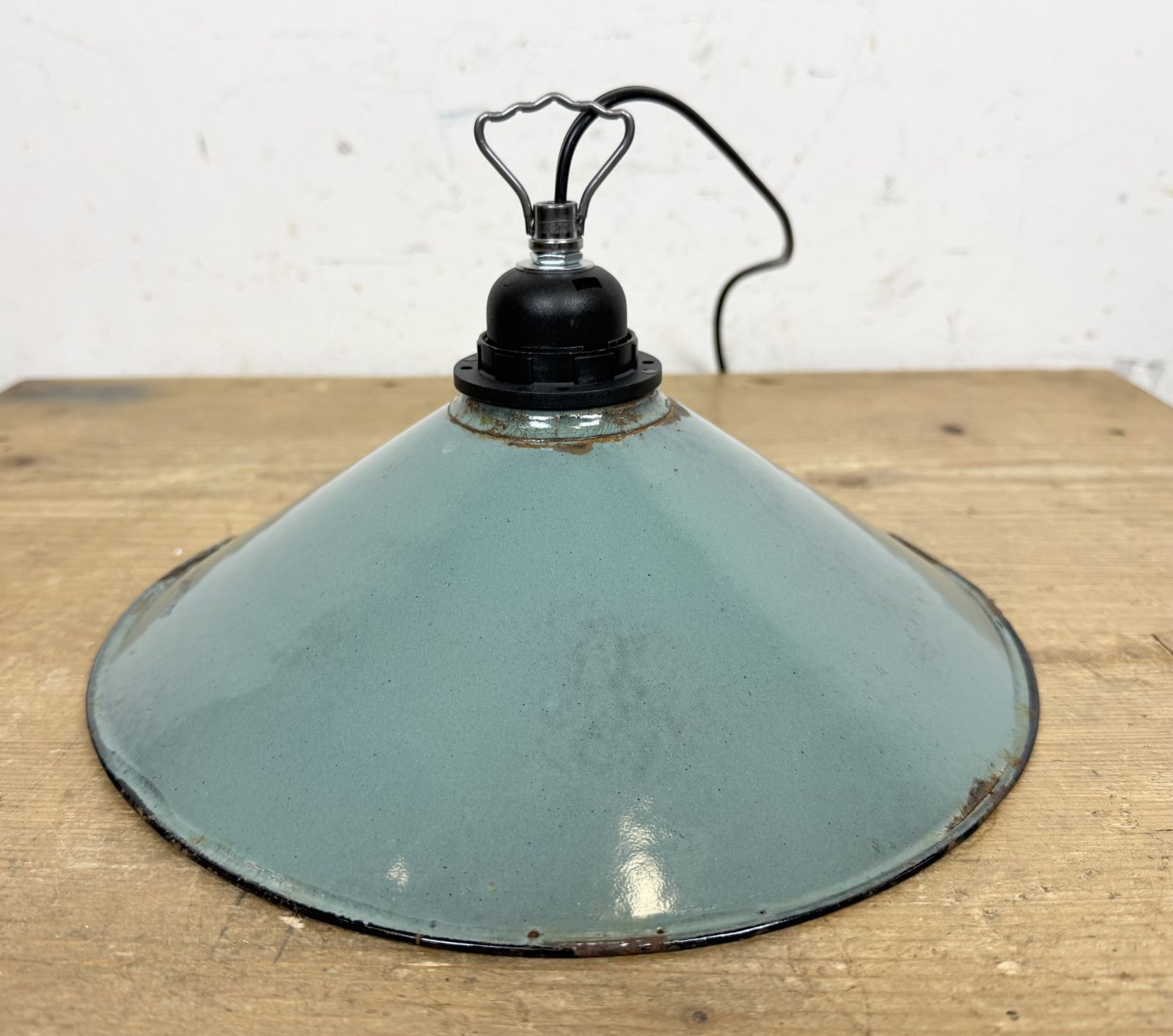 Lighting Industrial Petrol Enamel Factory Pendant Lamp, 1960s photo