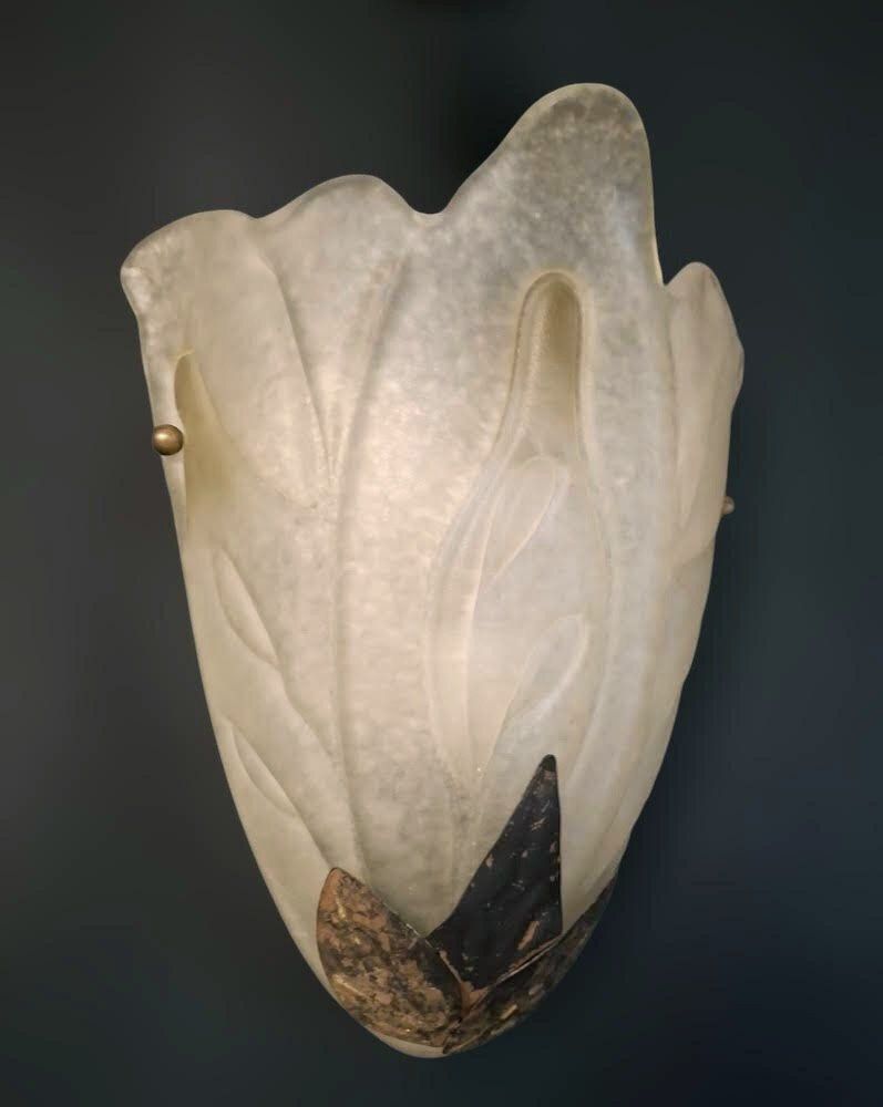 Pair Of Deco Leaf Sconces photo for sale