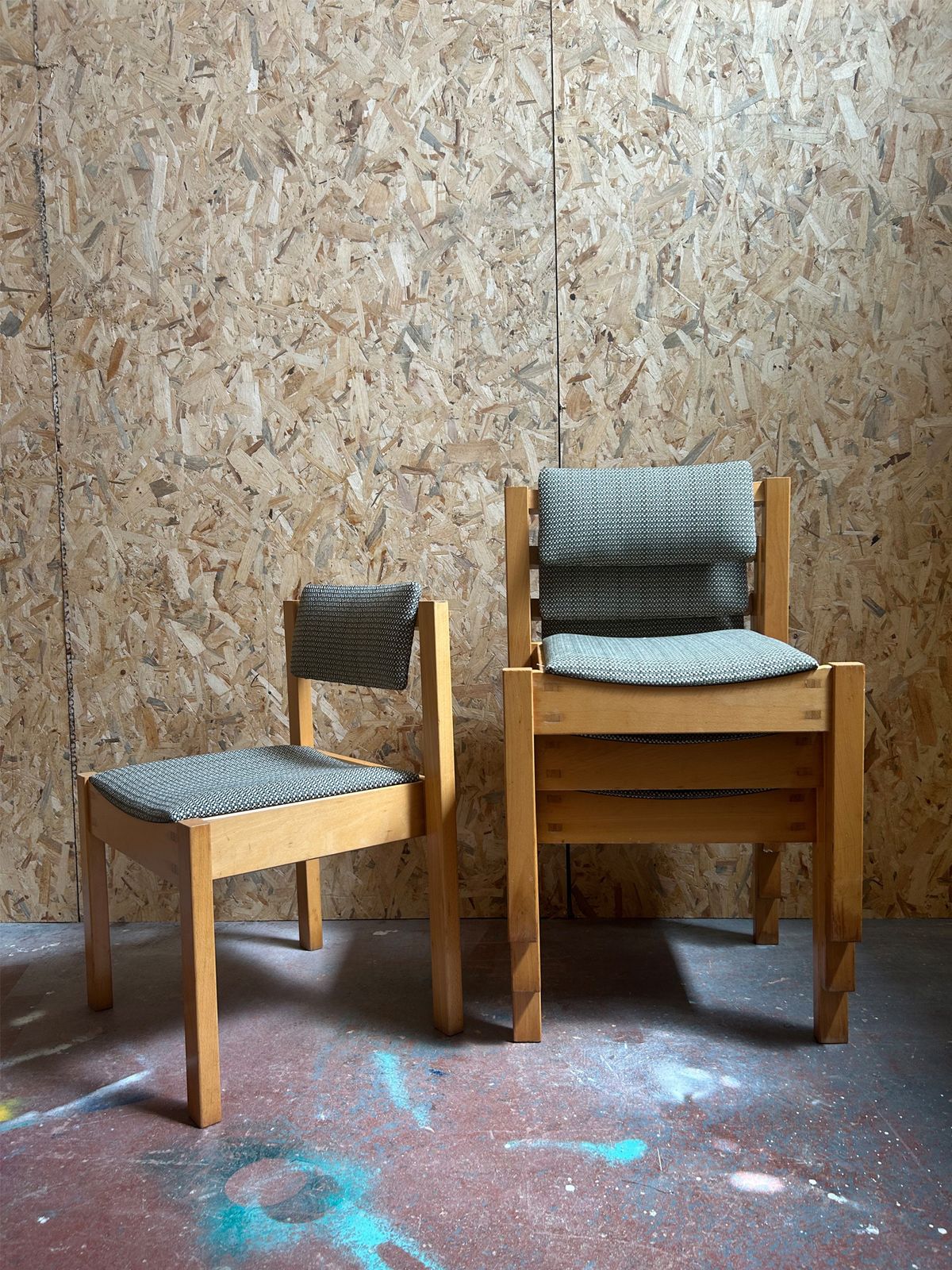 1960s Clive Bacon Stackable Dining Chairs In Rose Uniacke Recycled Bottle Fabric  Set Of 4 photo 1250.0