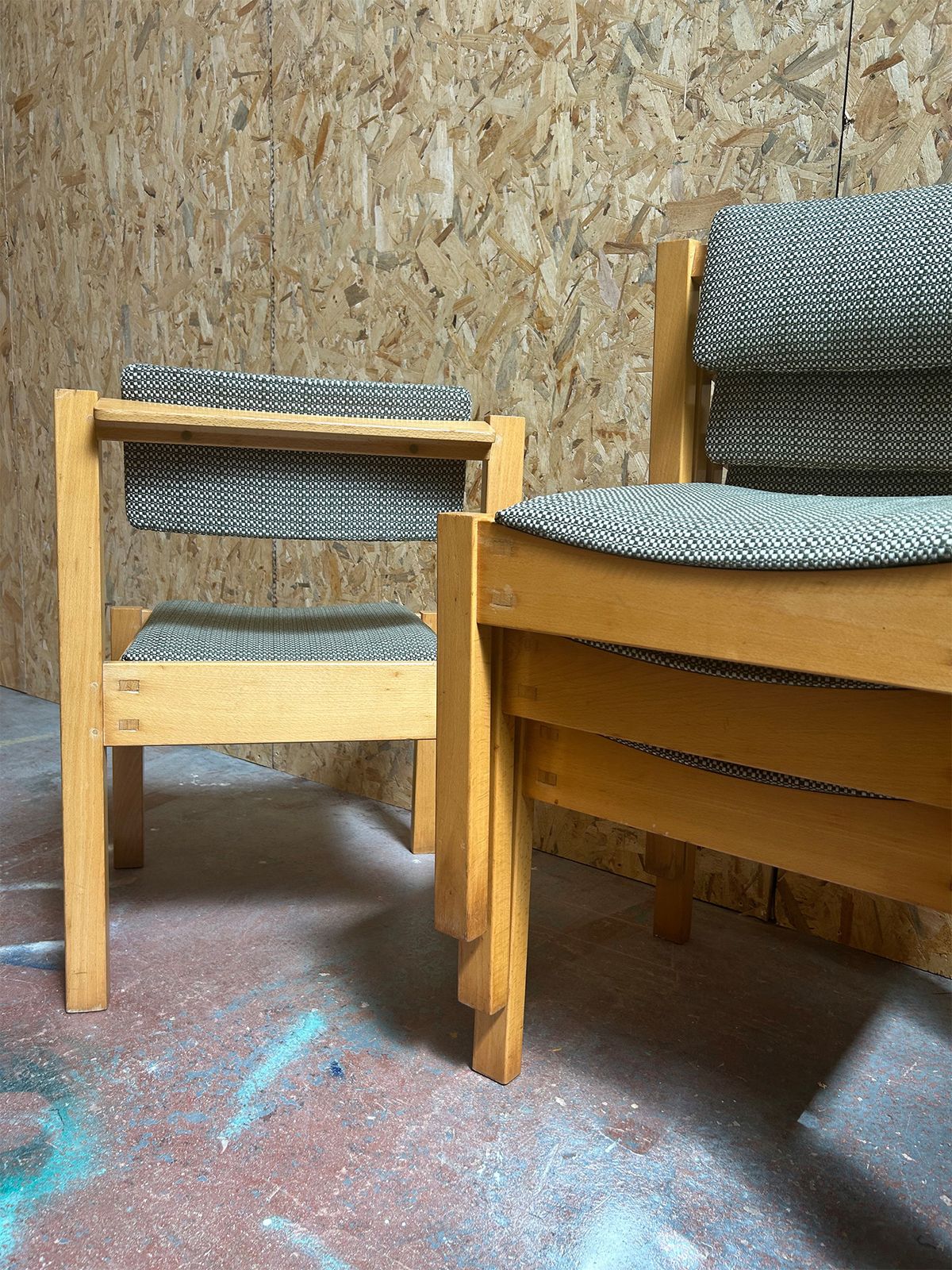 1960s Clive Bacon Stackable Dining Chairs In Rose Uniacke Recycled Bottle Fabric  Set Of 4 photo buy