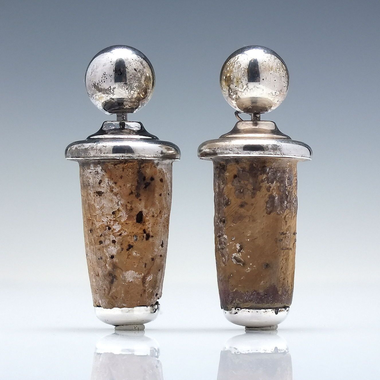 Pair Of 19th Century Amber Gilded Glass Spirit Flagon Decanters In Silver Plated Frame C1860 photo Home Decor