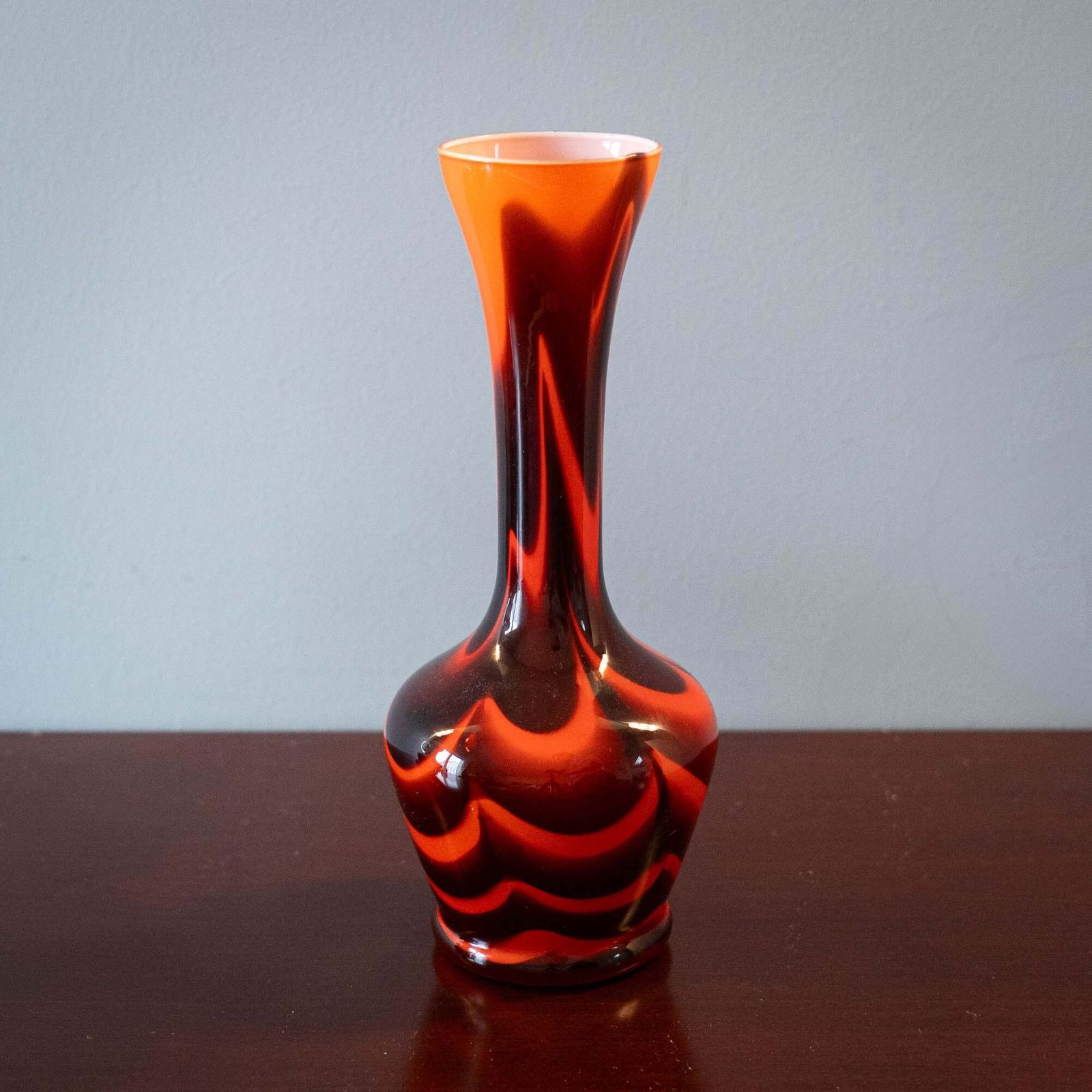 Vintage Murano Swirl Vase In Red And Brown   Carlo Moretti   C1970s photo furniture