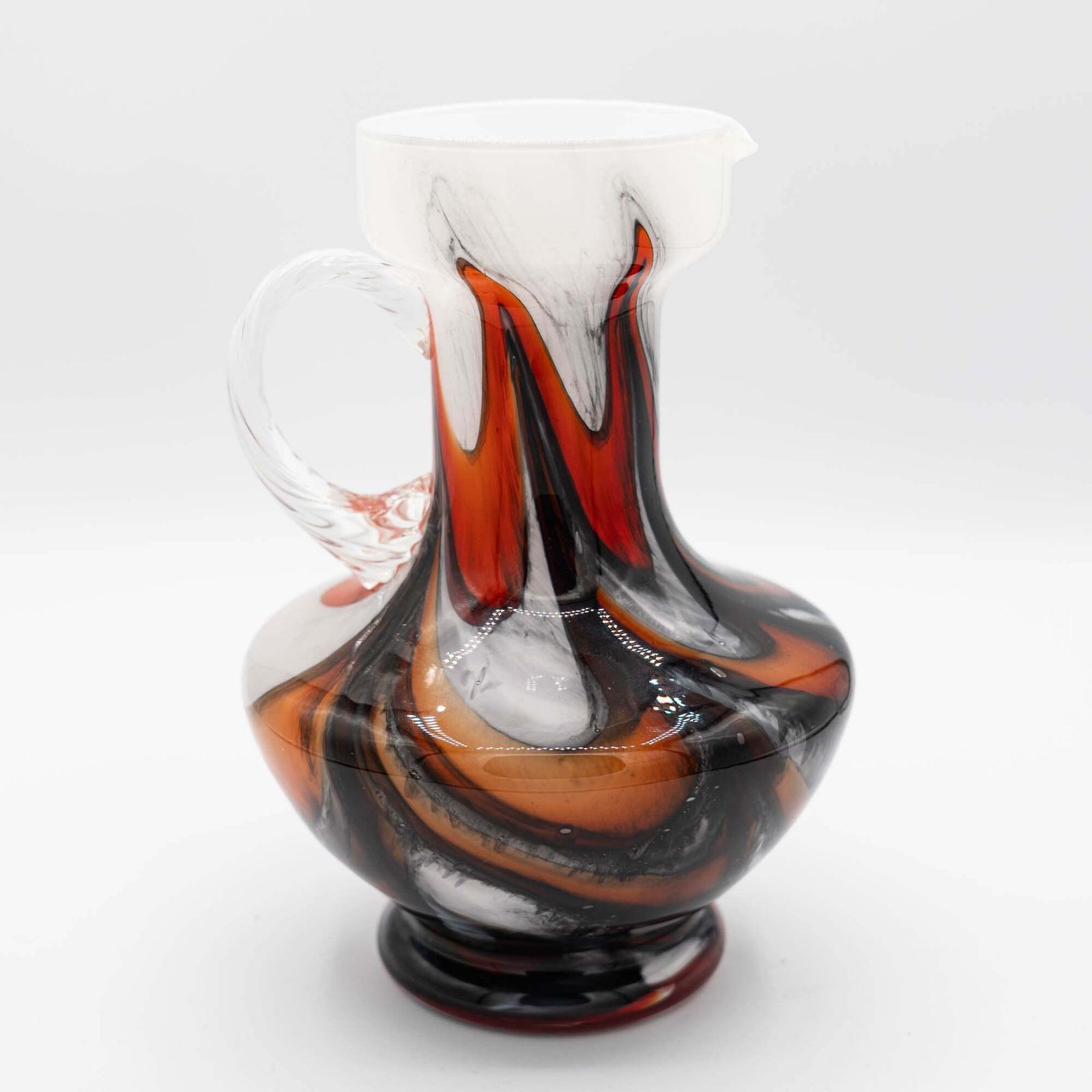 Murano "Fiorentina" Opal Glass Handle Vase   Carlo Moretti   C1970s