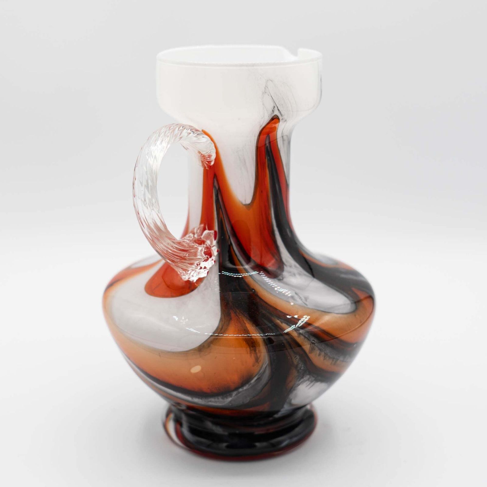 Murano "Fiorentina" Opal Glass Handle Vase   Carlo Moretti   C1970s photo 221.0