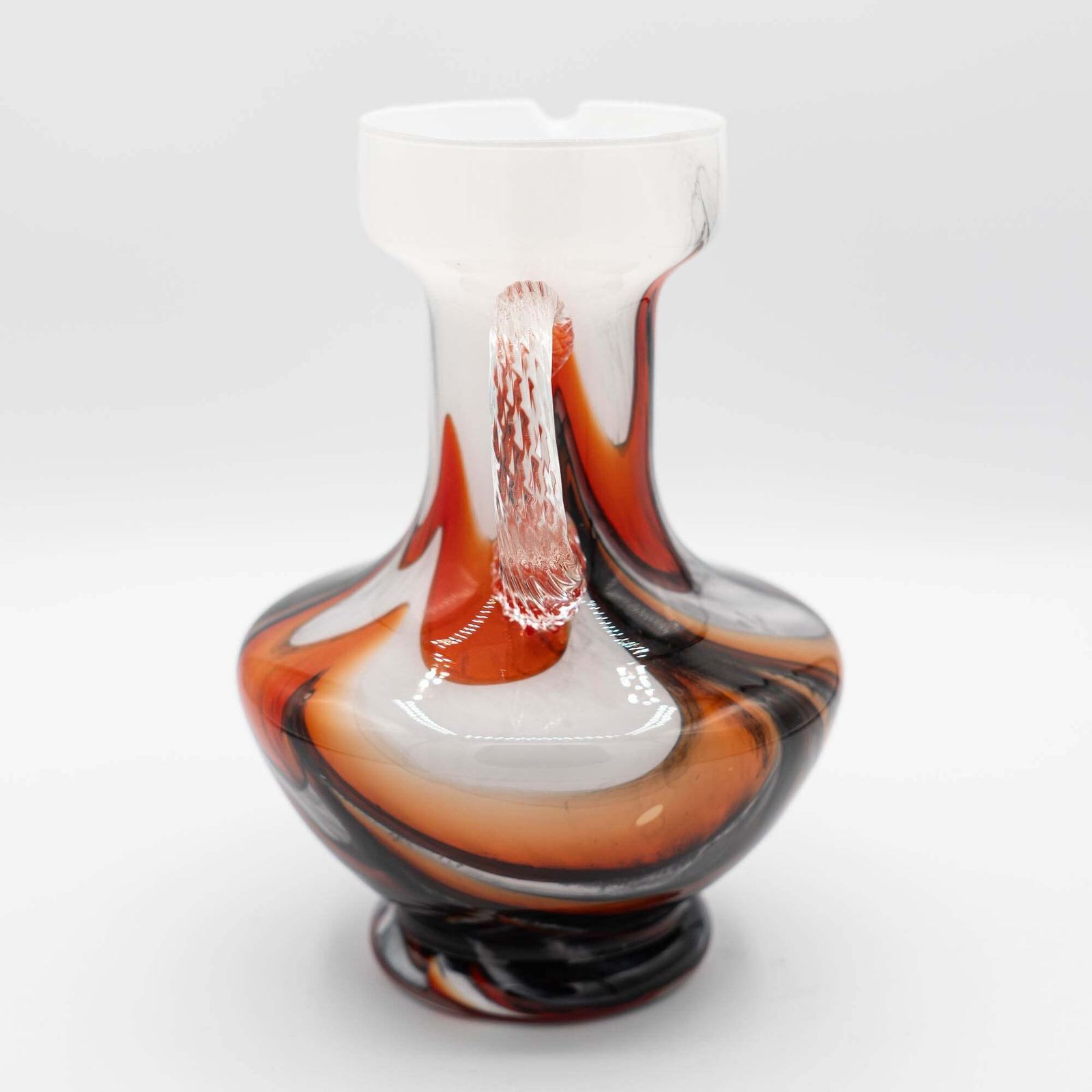 Murano "Fiorentina" Opal Glass Handle Vase   Carlo Moretti   C1970s photo vinterior
