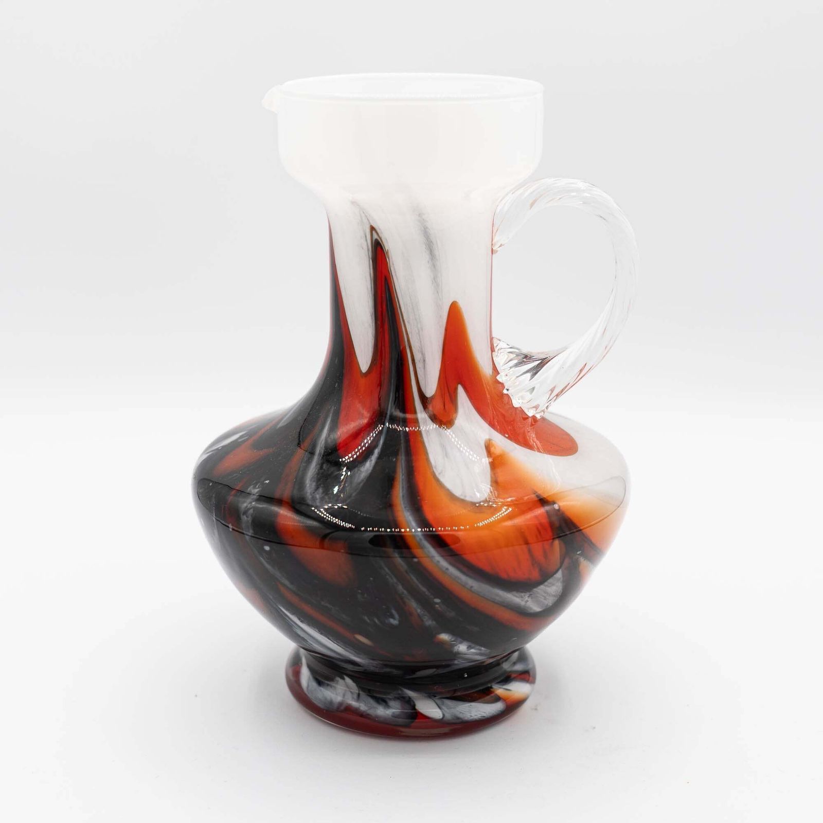 Murano "Fiorentina" Opal Glass Handle Vase   Carlo Moretti   C1970s photo vintage
