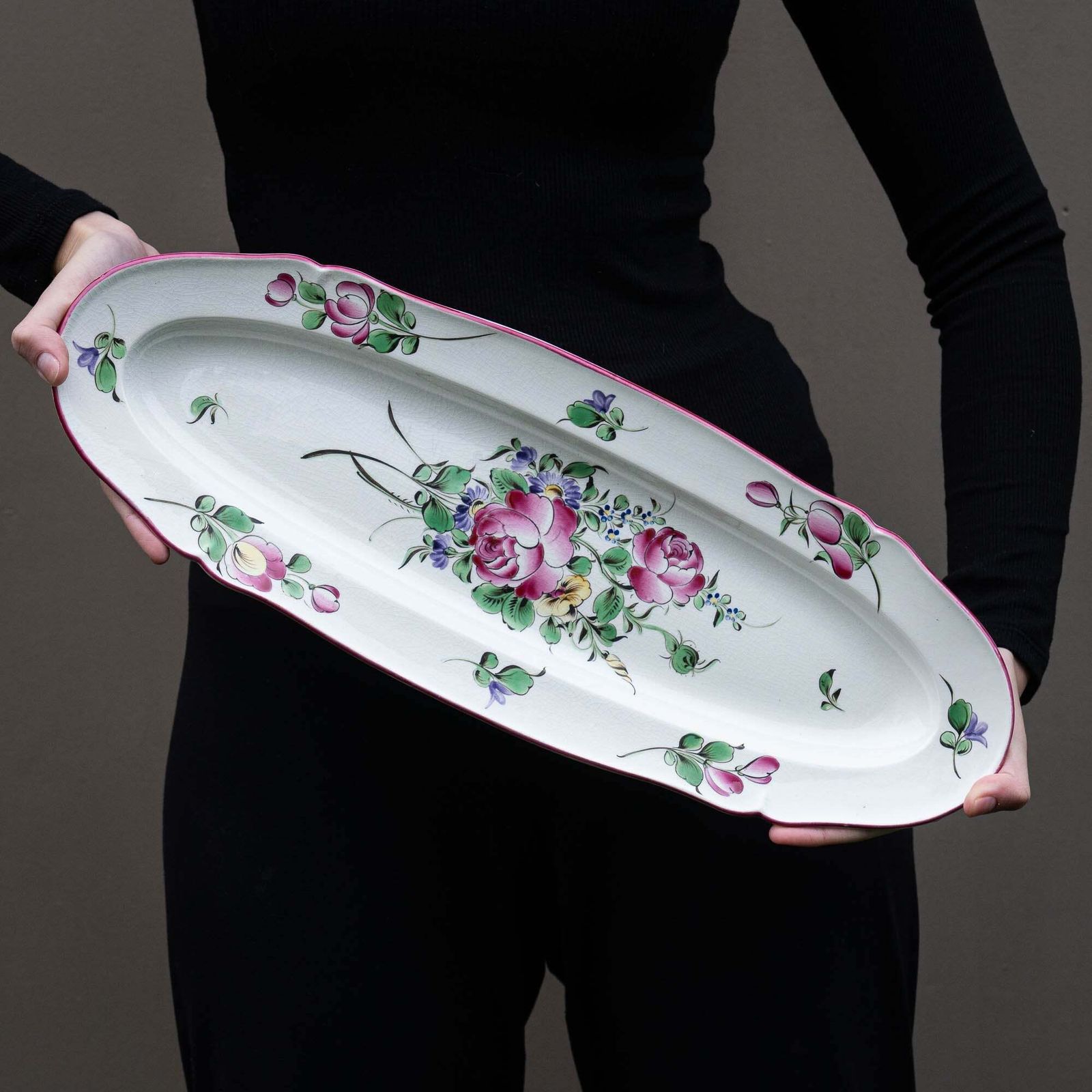 Antique Long Oval French Platter   Luneville   Early 20th Century photo furniture