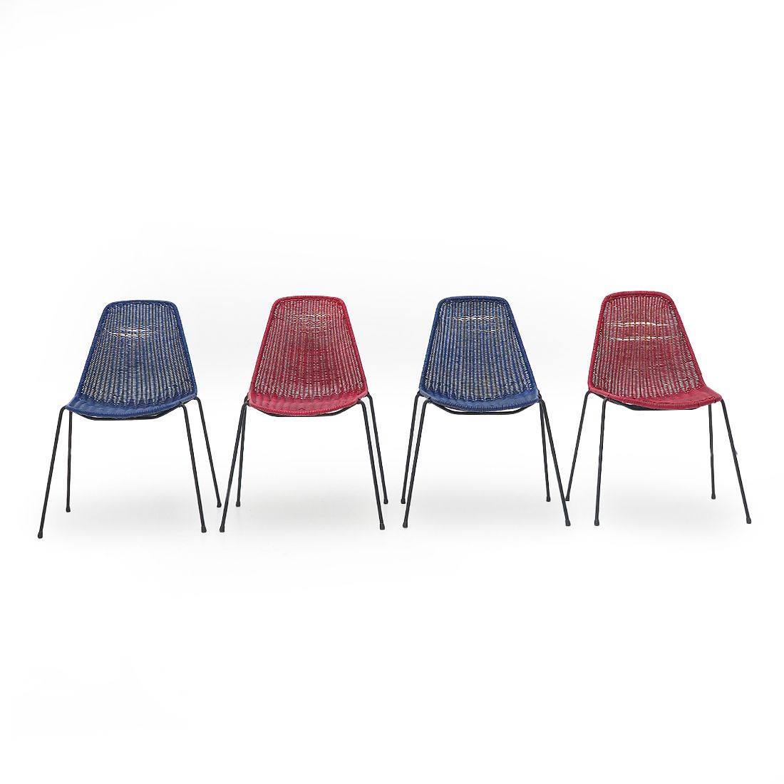 4 “Basket” Chairs By Gian Franco Legler, 1950s photo for sale