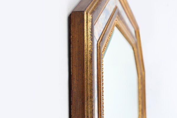 Gilded Octagonal Mirror By Deknudt, Belgium, 1950s photo buy