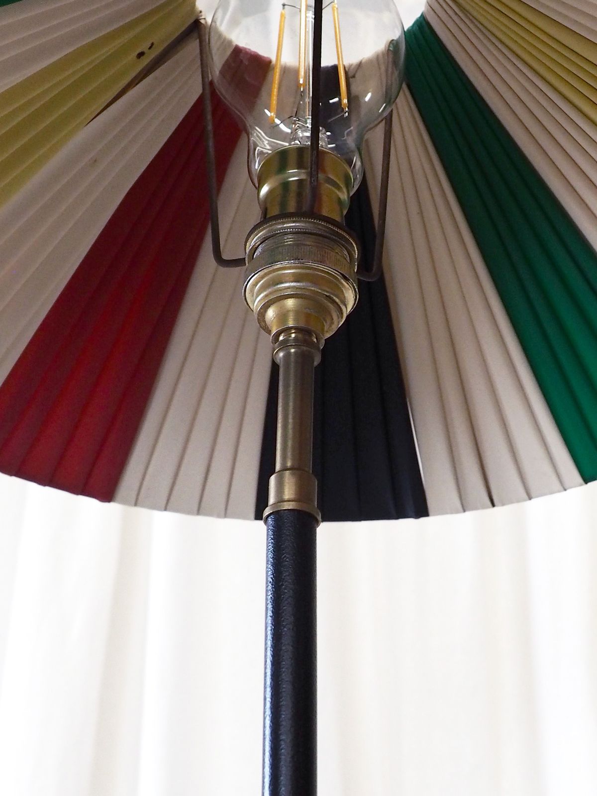 Vintage Black Metal Standard Lamp With Coloured Shade photo buy