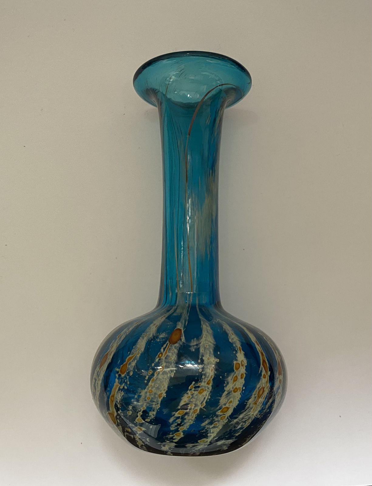 Mdina, Maltese Art Glass, Long Neck Vase By Michael Harris, 1970’s photo vintage