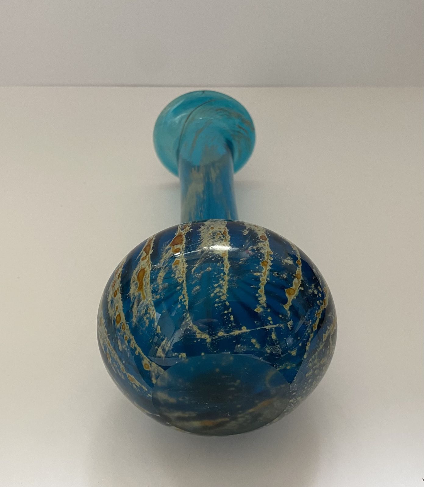 57.0 Mdina, Maltese Art Glass, Long Neck Vase By Michael Harris, 1970’s photo