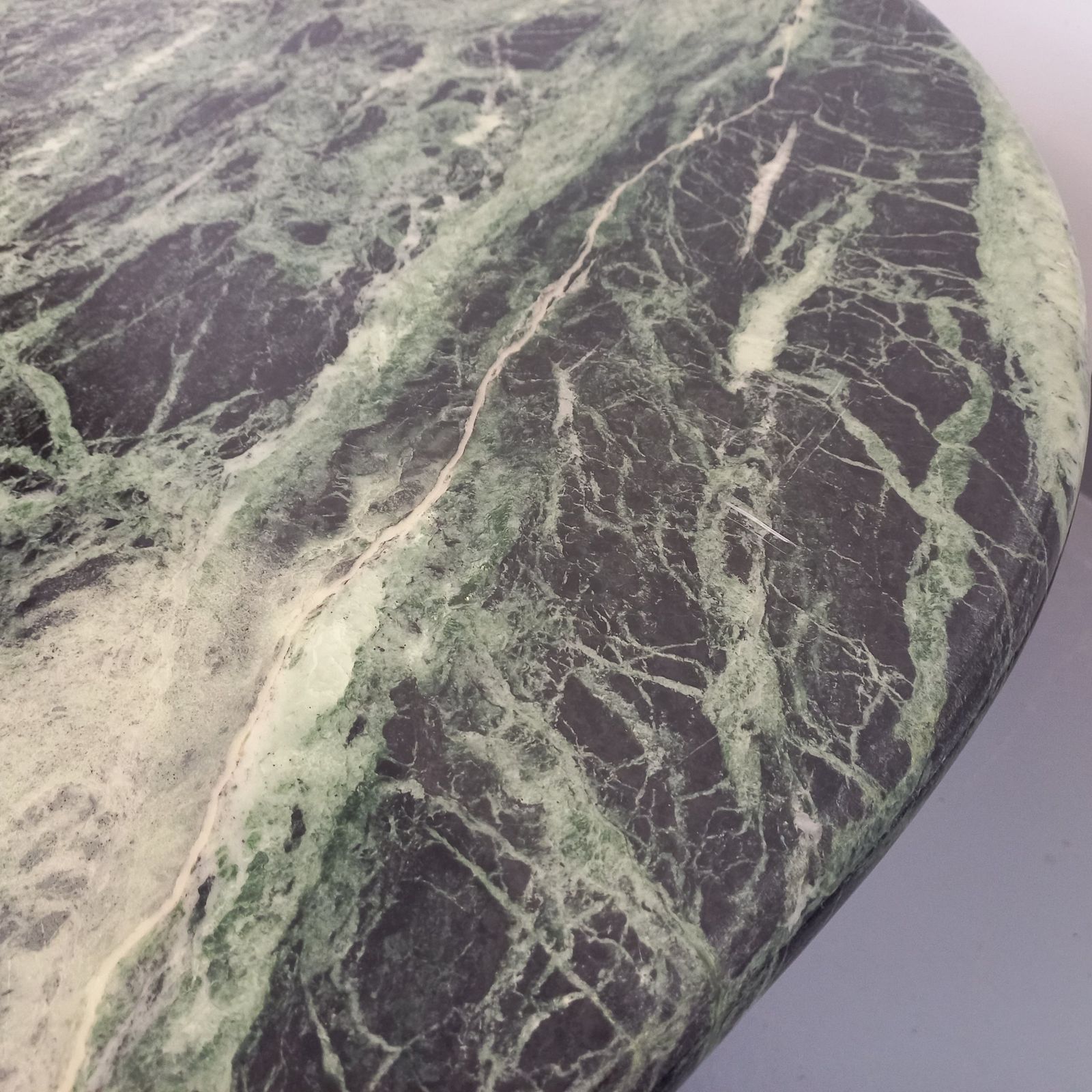 Square Coffee Table In Green Marble And Smoked Glass photo for sale