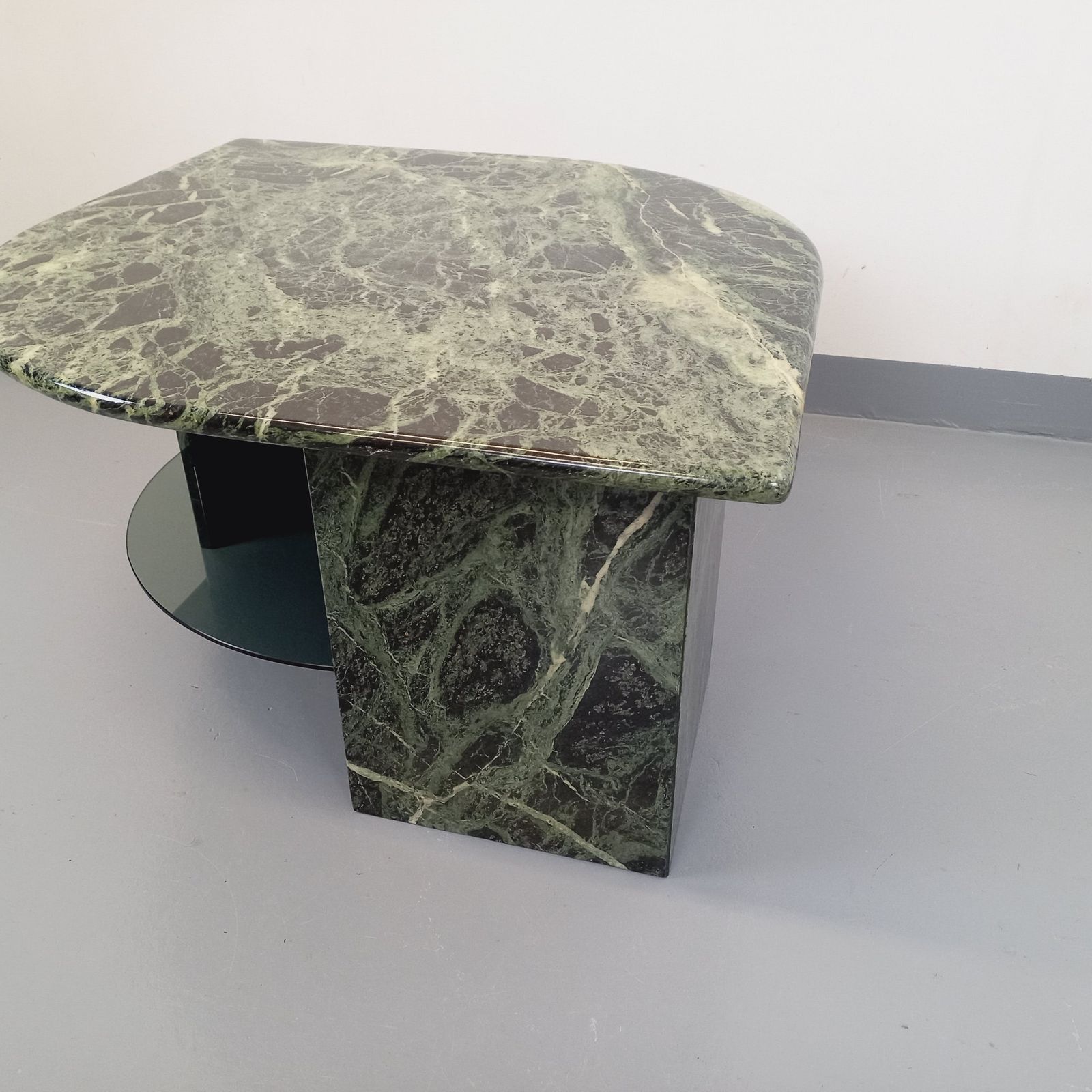 Square Coffee Table In Green Marble And Smoked Glass photo Furniture