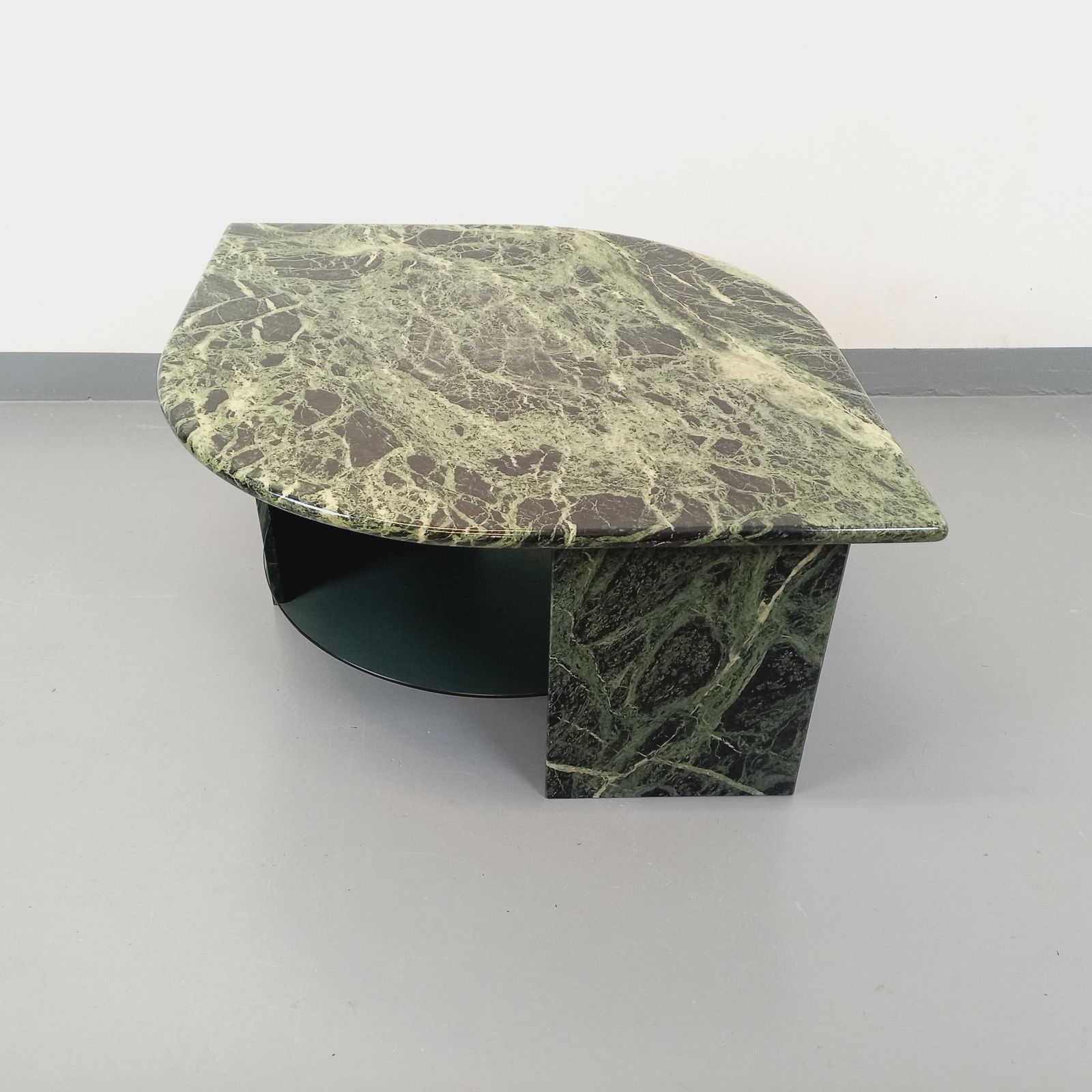 Square Coffee Table In Green Marble And Smoked Glass photo 1616.0