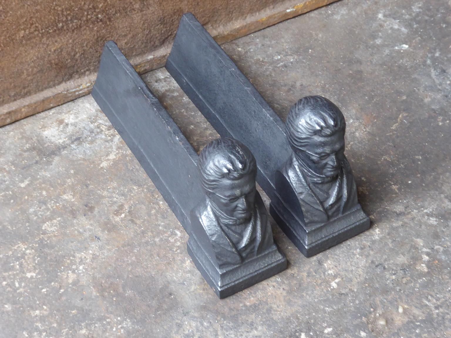 French Napoleon III Style 'Man' Andirons Or Firedogs photo for sale