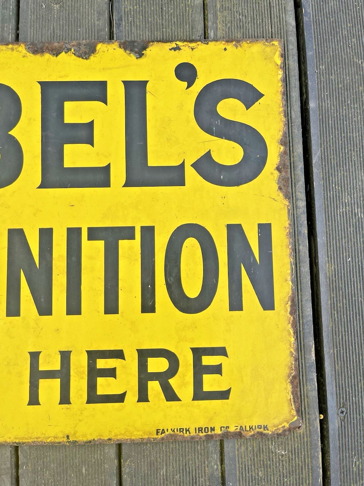 Antique Nobel's Ammunition Here Metal Enamel Shotgun Ammo Cartridges Sign photo Home Decor