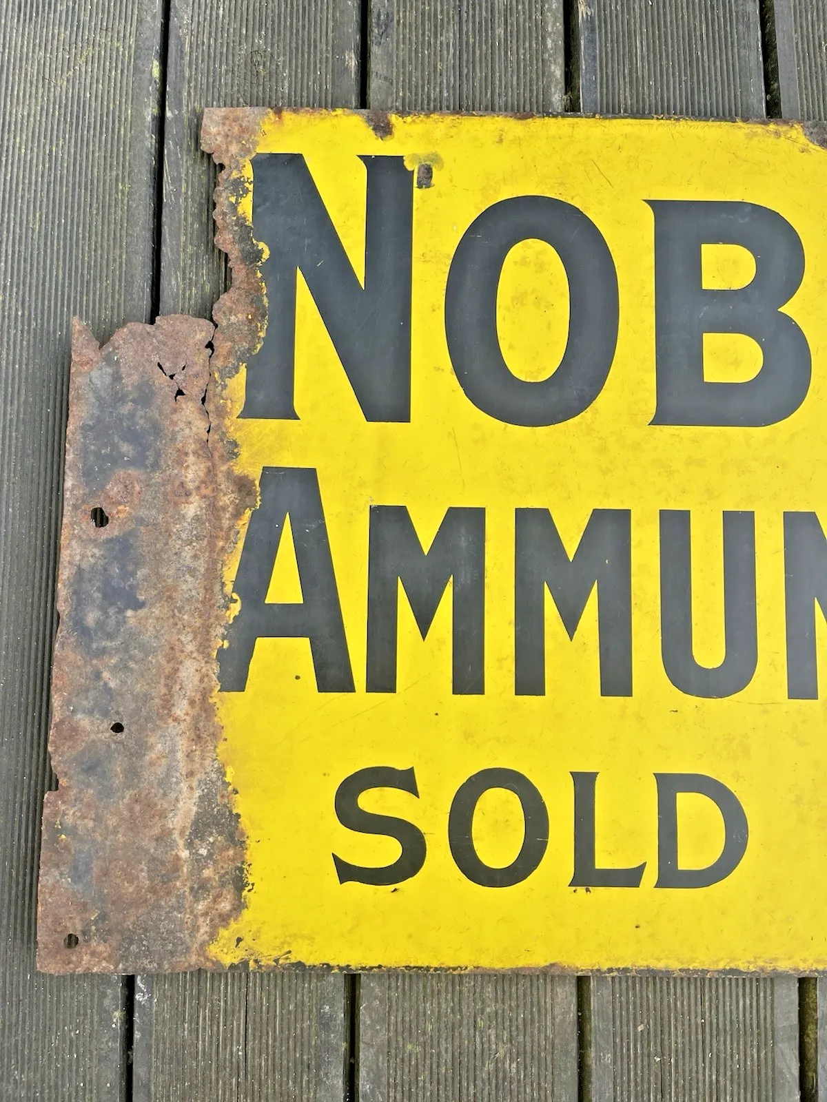 Antique Nobel's Ammunition Here Metal Enamel Shotgun Ammo Cartridges Sign photo 695.0