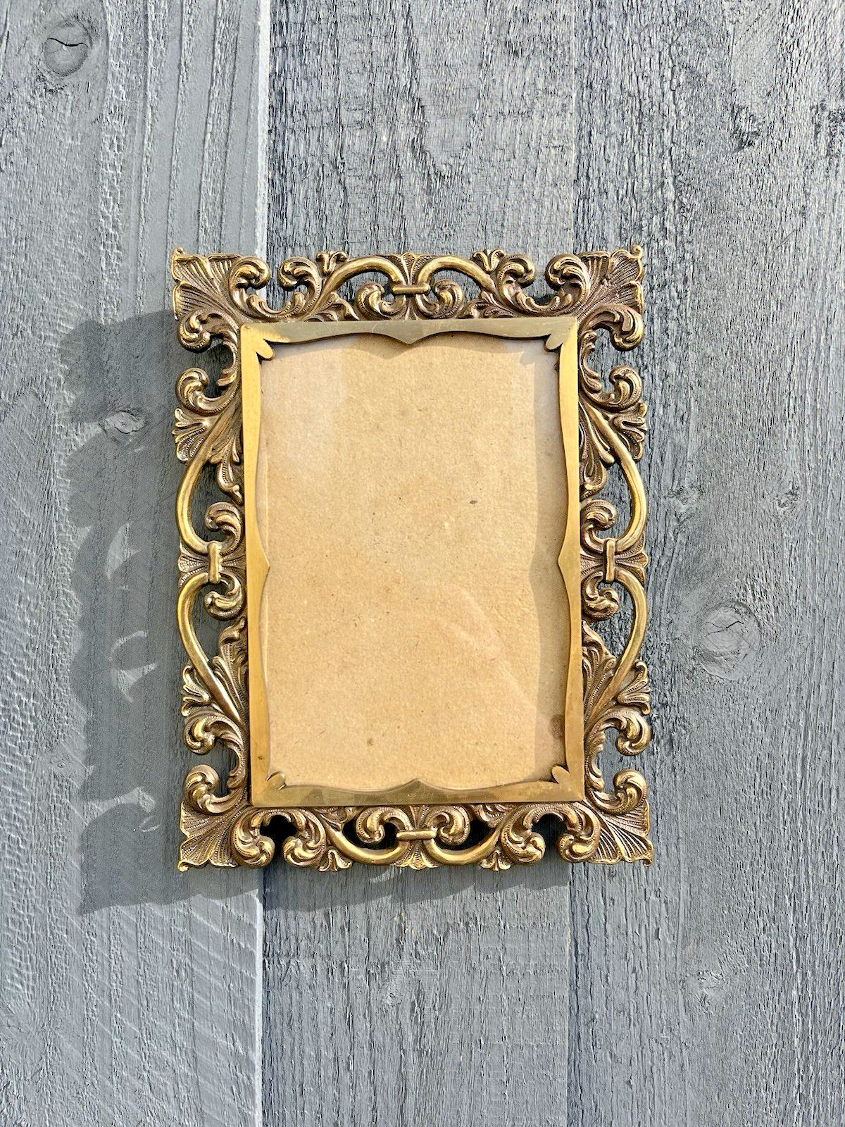 photo for sale 1 Antique Italian Ornate Gilt Metal Rococo Wall Photo Picture Frame Acanthus