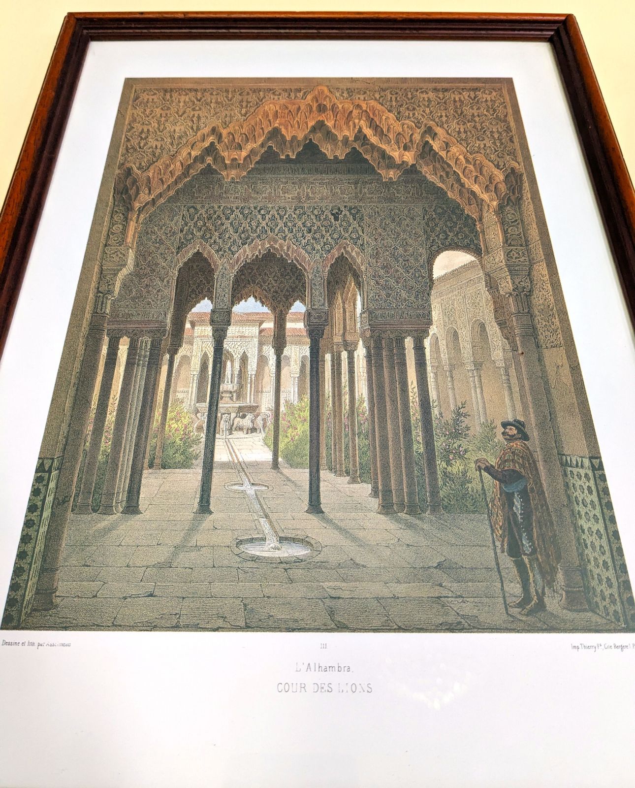 Antique Set Of Three Framed Prints Of The Alhambra Palace, Granada Spain photo for sale