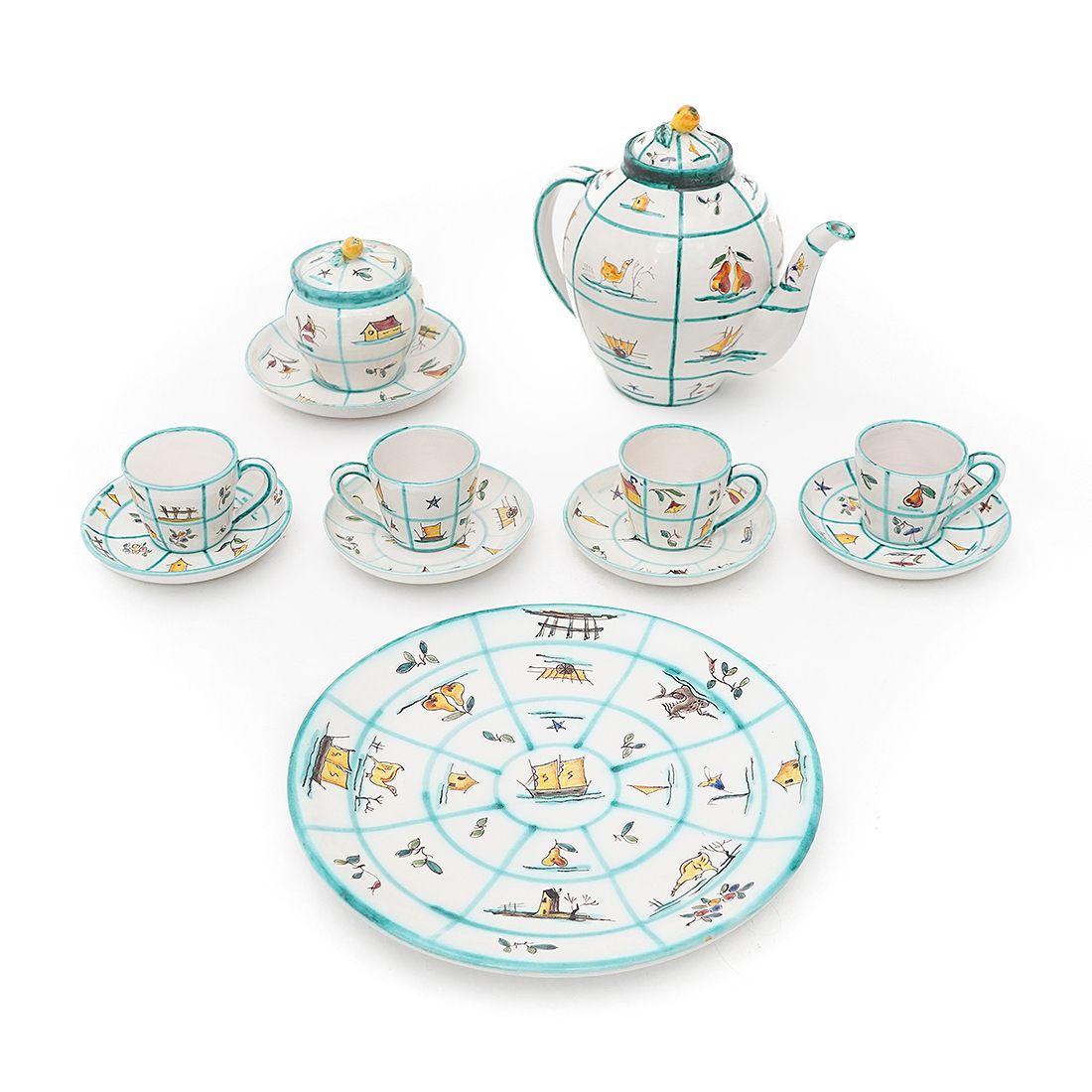 Ceramic Tea Set By Casa Dell'arte Of Albisola For Saks Fifth Avenue Ny, 1930s photo furniture