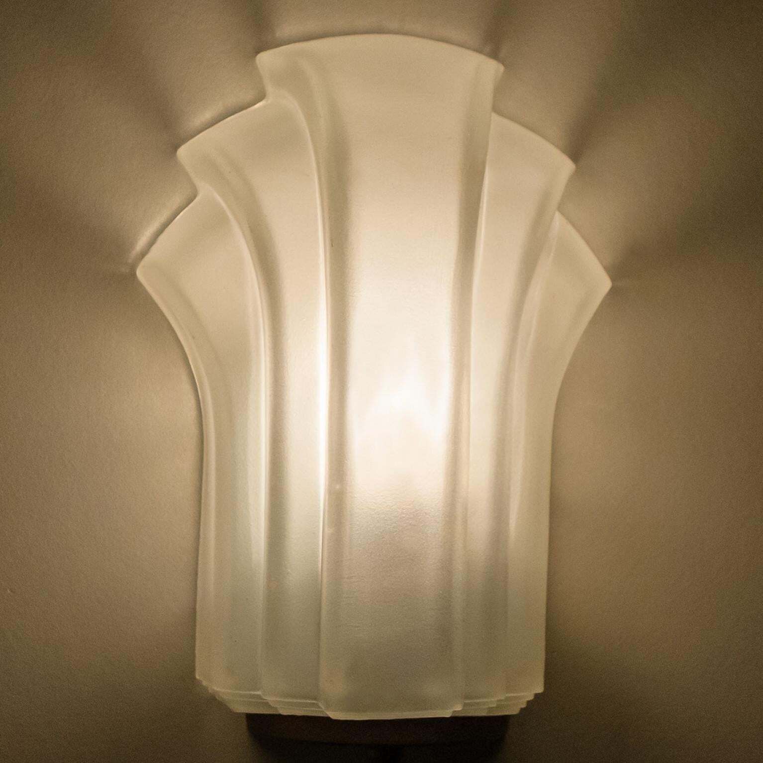 Pair Of  Art Deco Style Milk Glass Shell Wall Lights, Germany, 1970 photo vintage