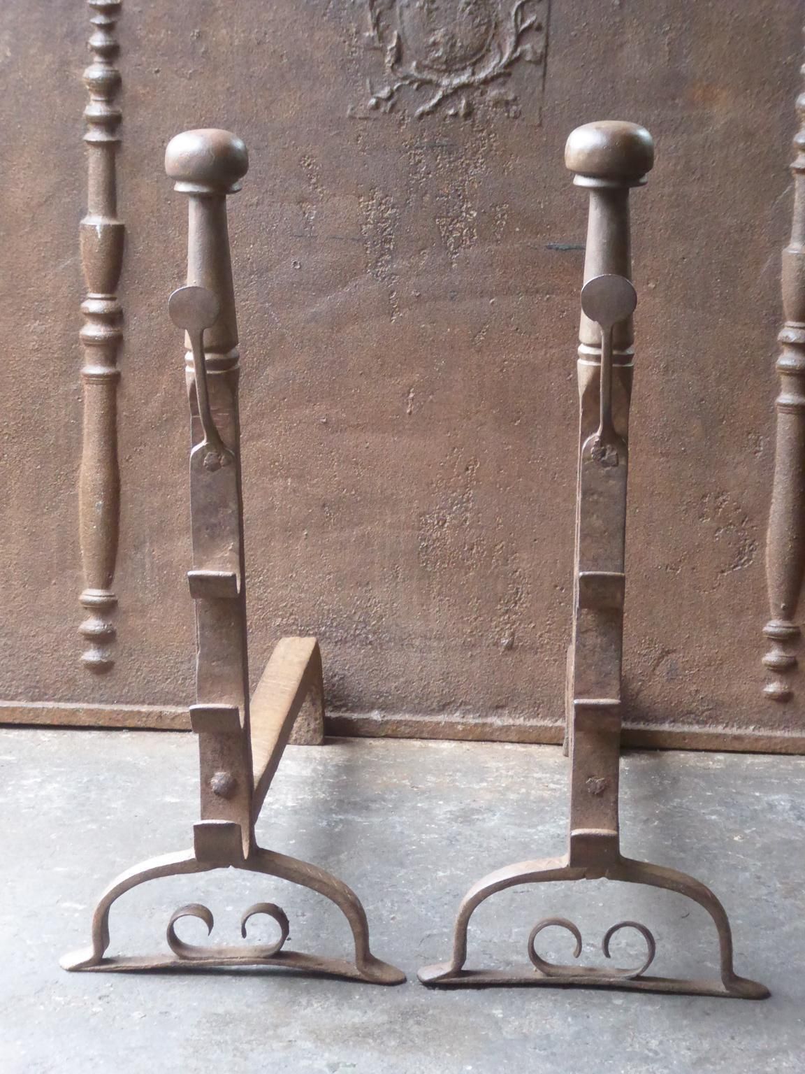 17th Century French Louis XIII Andirons Or Firedogs photo furniture