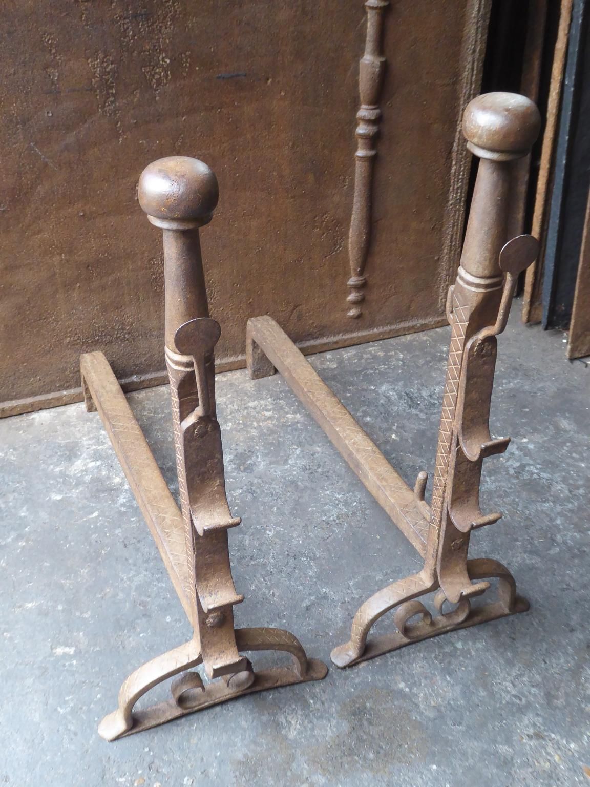 17th Century French Louis XIII Andirons Or Firedogs photo Home Fixtures