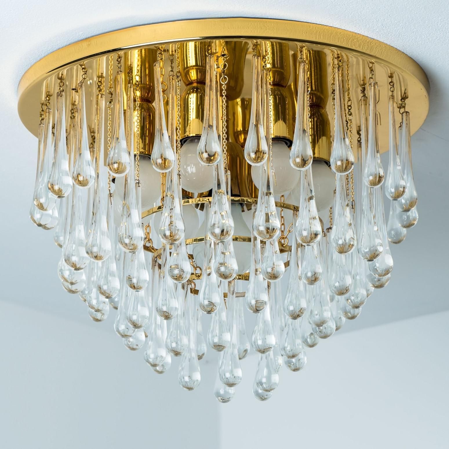 Drop Gold Glass And Brass Flush Mount By Ernst Palme, 1970s photo furniture
