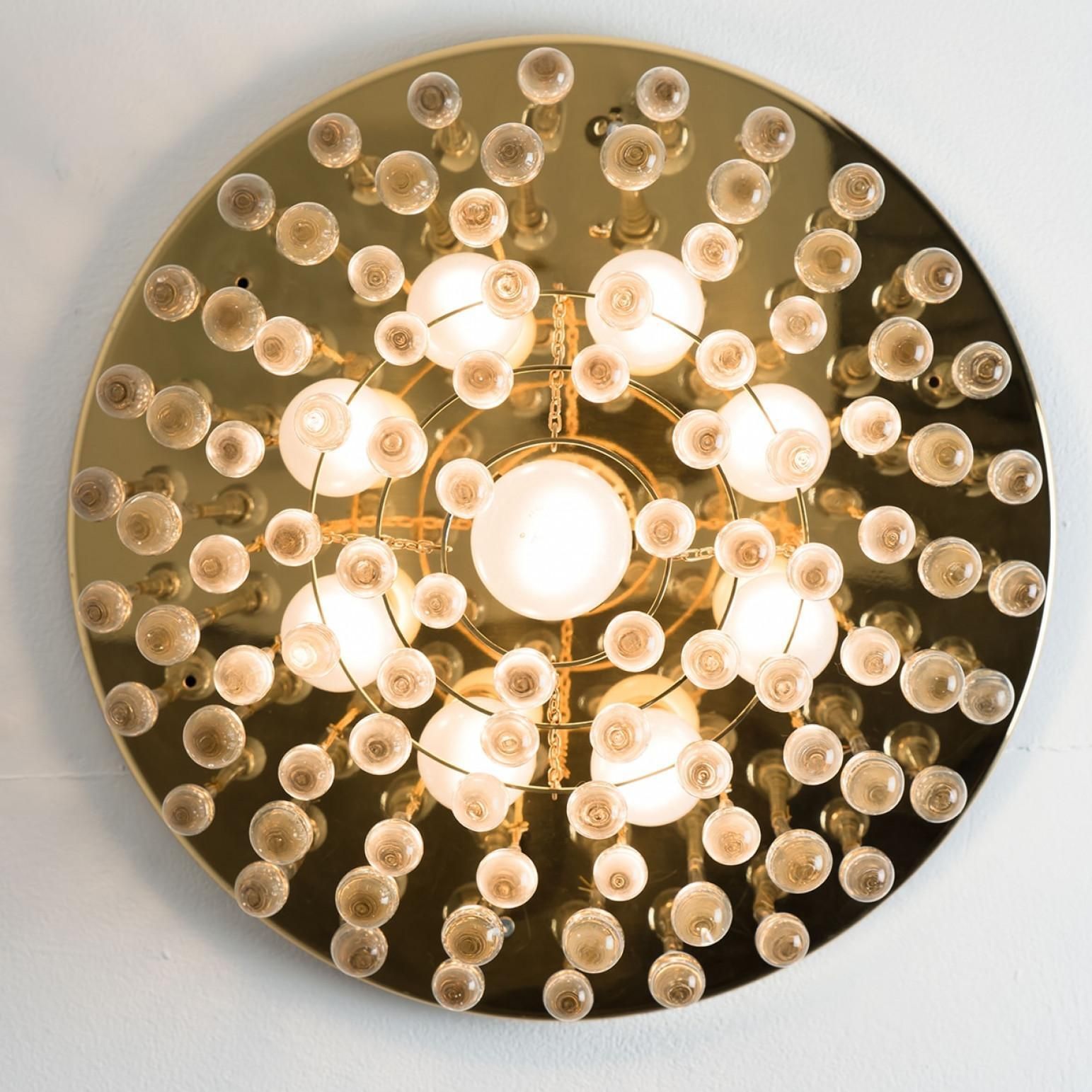 photo for sale Drop Gold Glass And Brass Flush Mount By Ernst Palme, 1970s