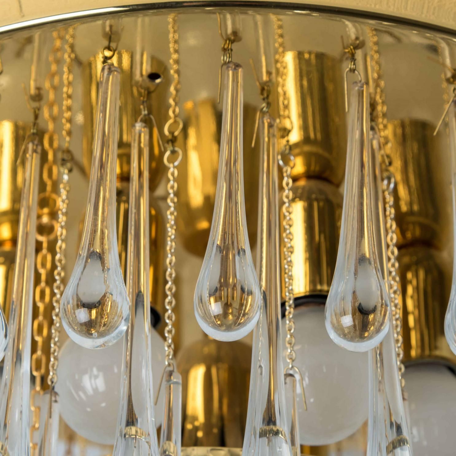 photo vinterior Drop Gold Glass And Brass Flush Mount By Ernst Palme, 1970s
