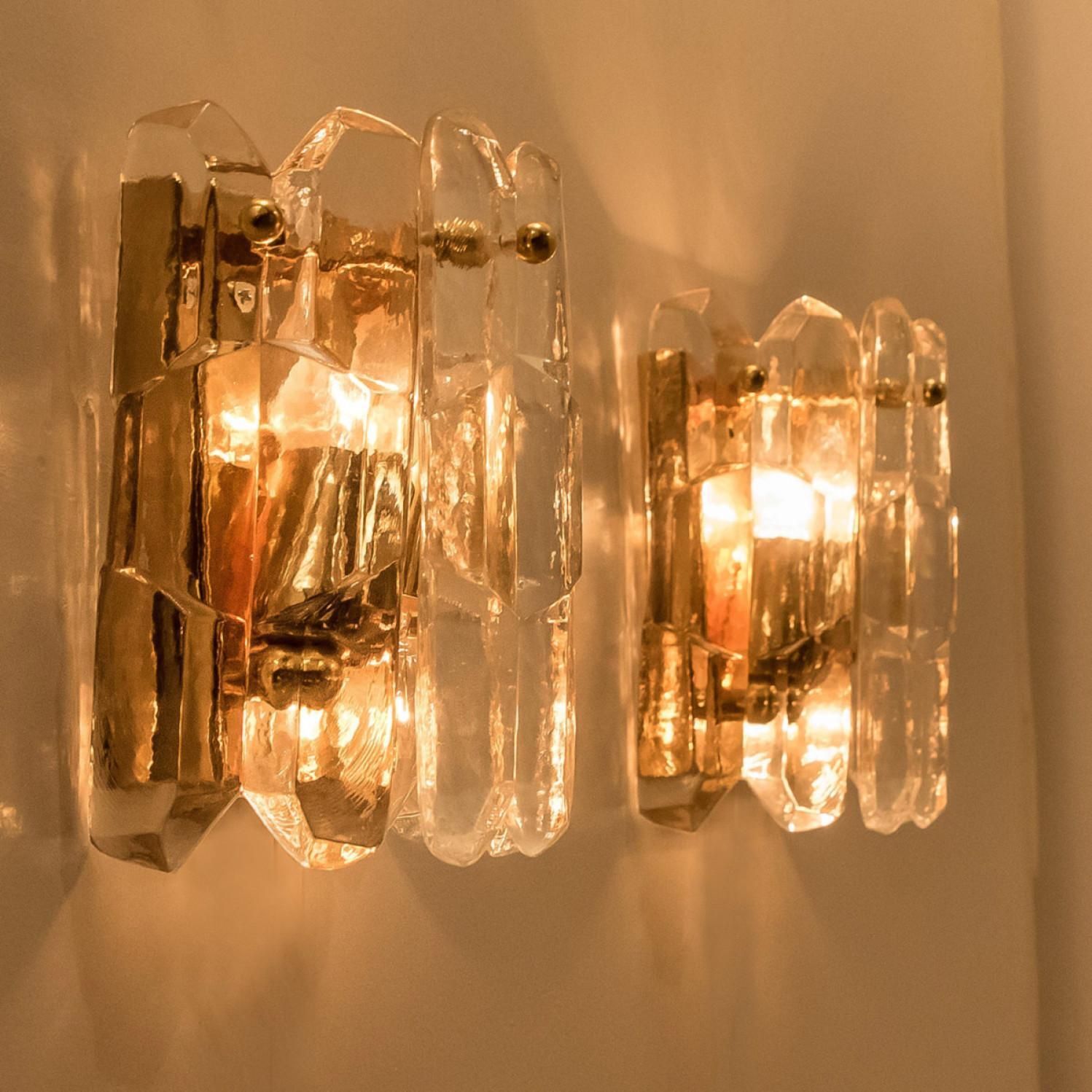19590.0 Set Of 5 J.T. Kalmar 'Palazzo' Wall Light Fixtures Brass And Glass photo