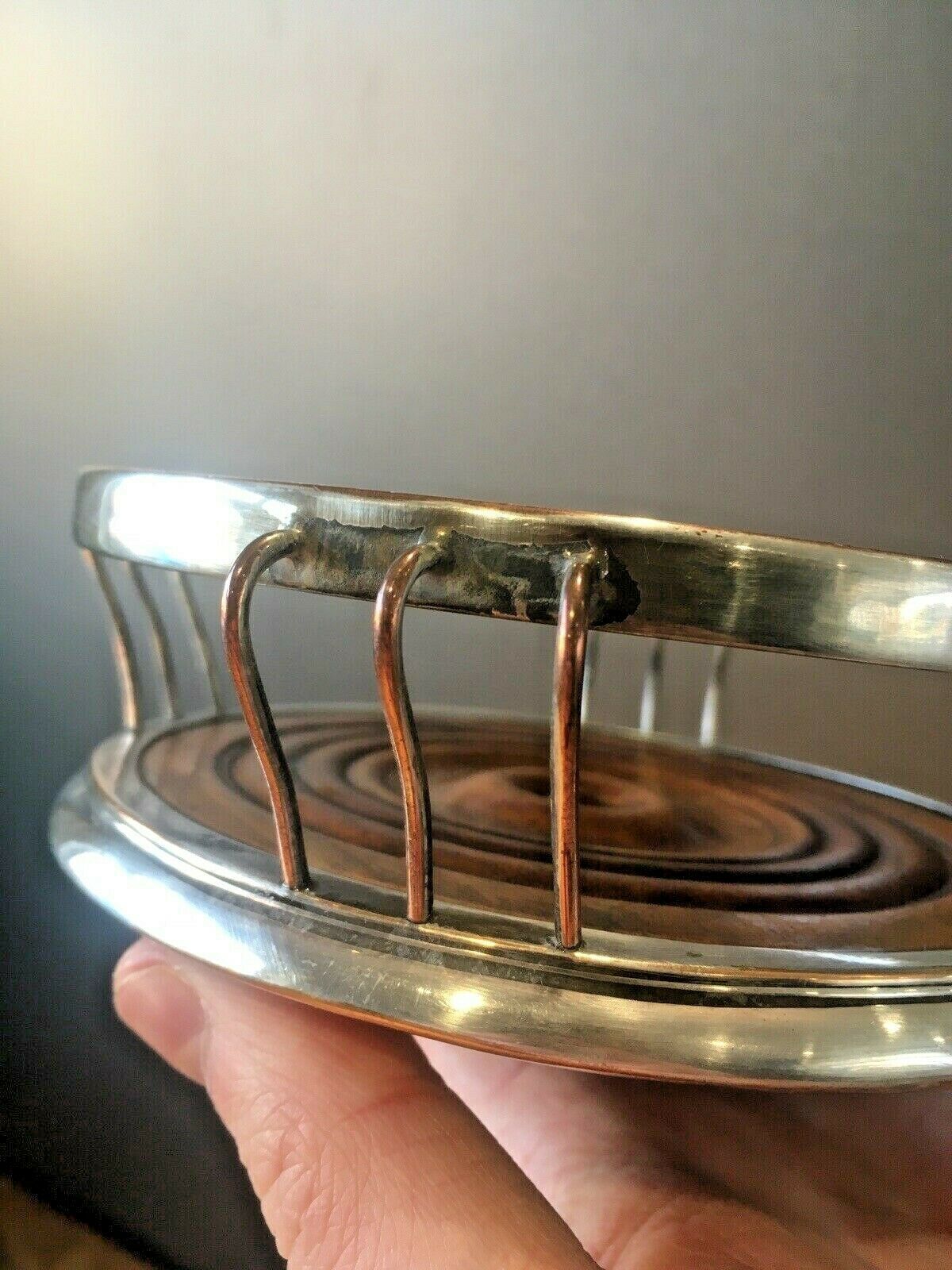 Pair Of Antique Georgian Silver Plated Copper Wire Champagne Wine Bottle Coaster photo 180.0