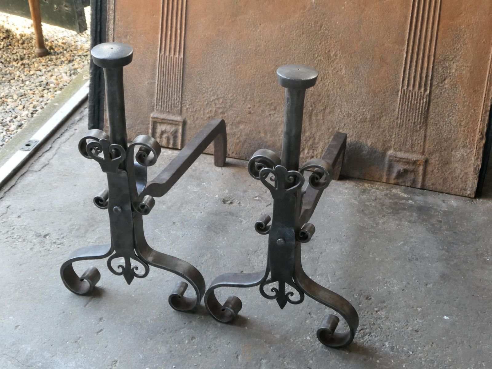 Home Fixtures Large French 18th Century Andirons Or Landiers photo