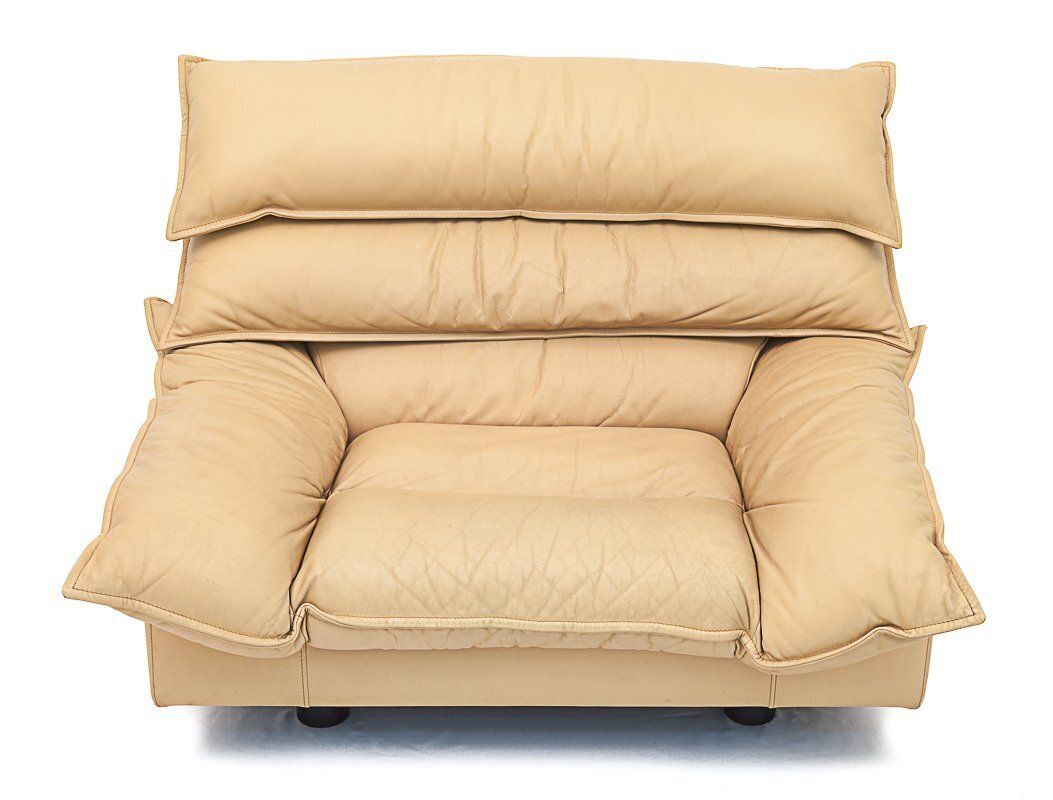 photo for sale Duo Of Leather Armchairs By Bernard Massot, 1970