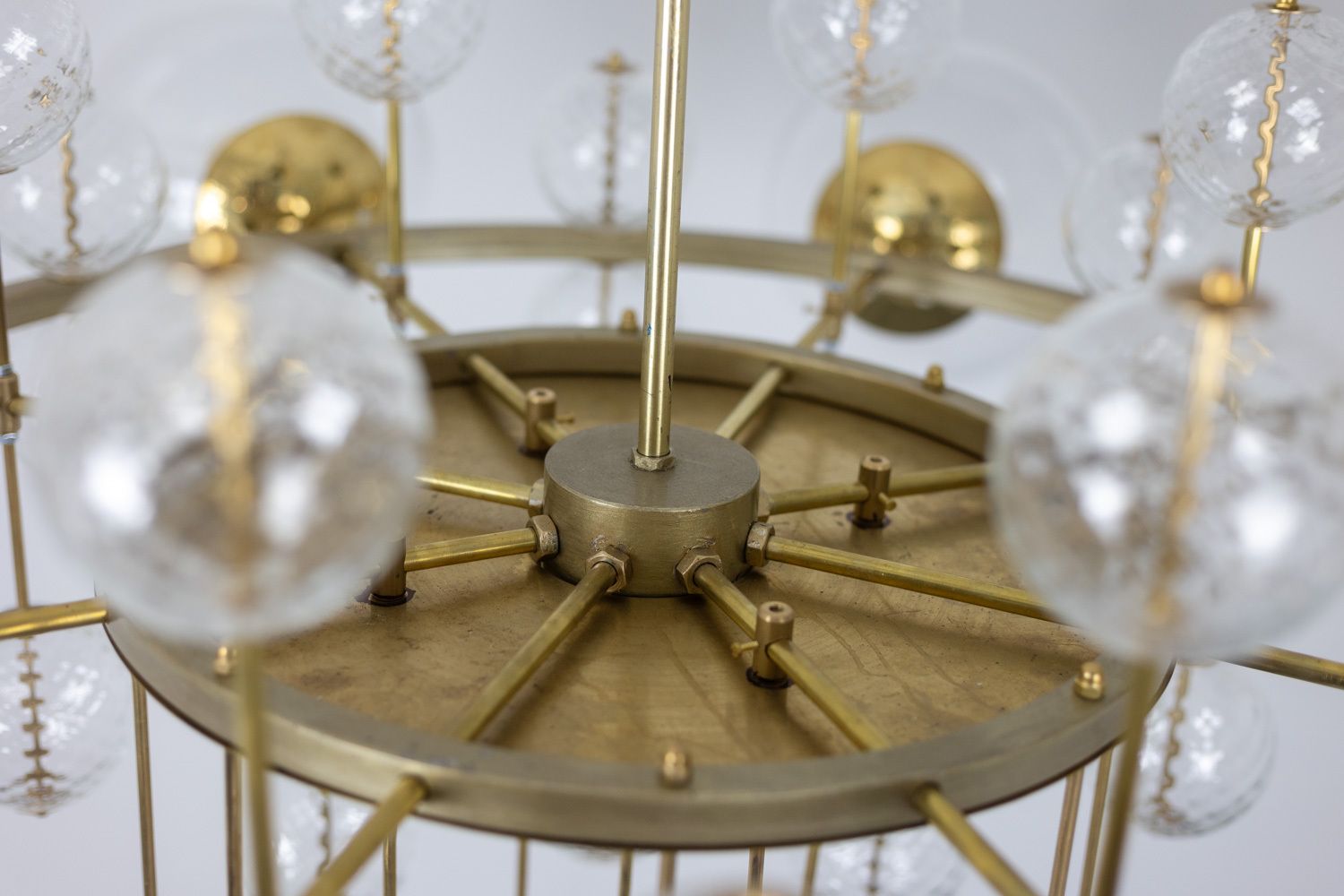 Large Chandelier In Gilded Brass And Decorative Balls. 1970s. photo buy