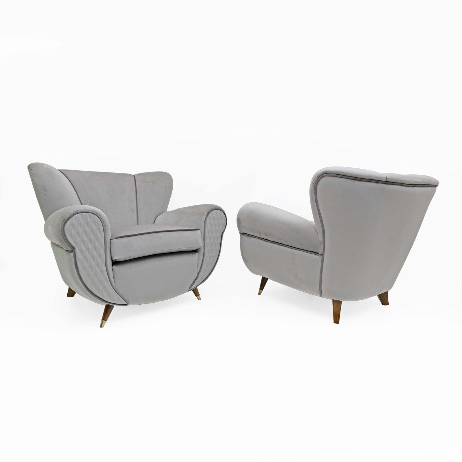 photo for sale Attributed Guglielmo Ulrich Art Deco Italian Velvet Armchairs, 1940s, Pair