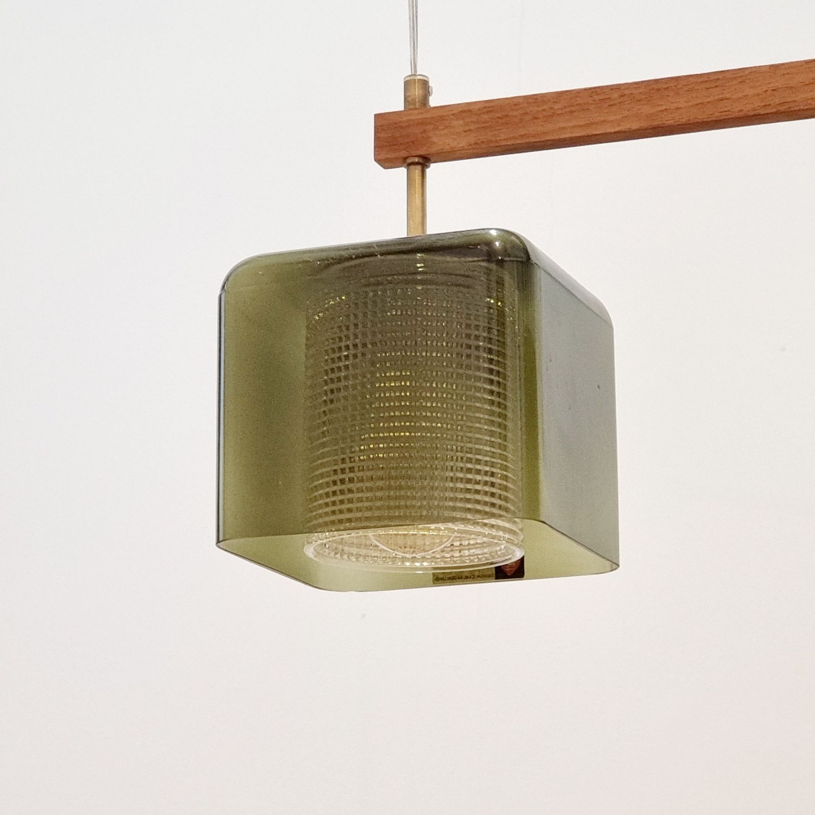 Mid Century Scandinavische Glazen Plafondlamp Met Messing, Carl Fagerlund Voor Orrefors, Zweden, Jaren 1960 photo for sale
