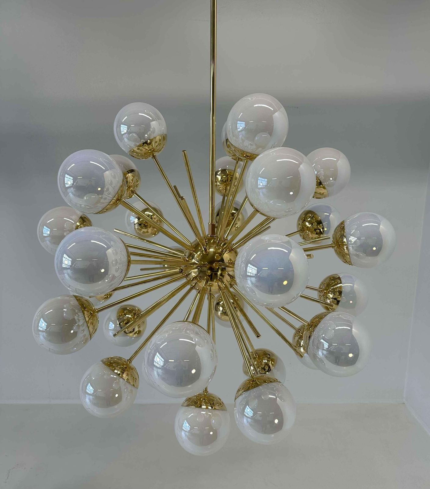 photo for sale Stunning Mid Century Modern Murano Glass & Brass Sputnik Chandelier